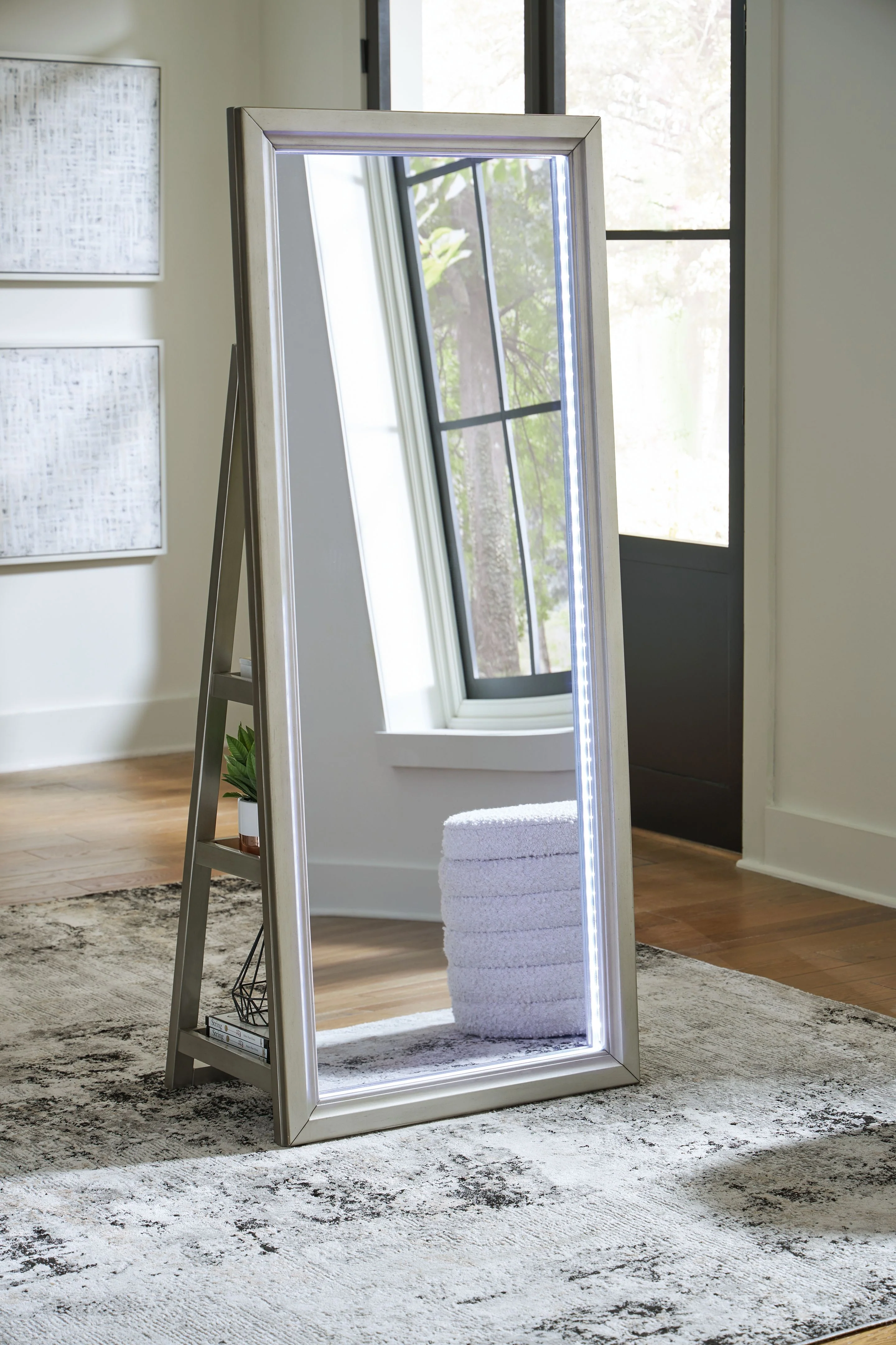 Evesen - Floor Standing Mirror With Storage - Champagne - Image 14