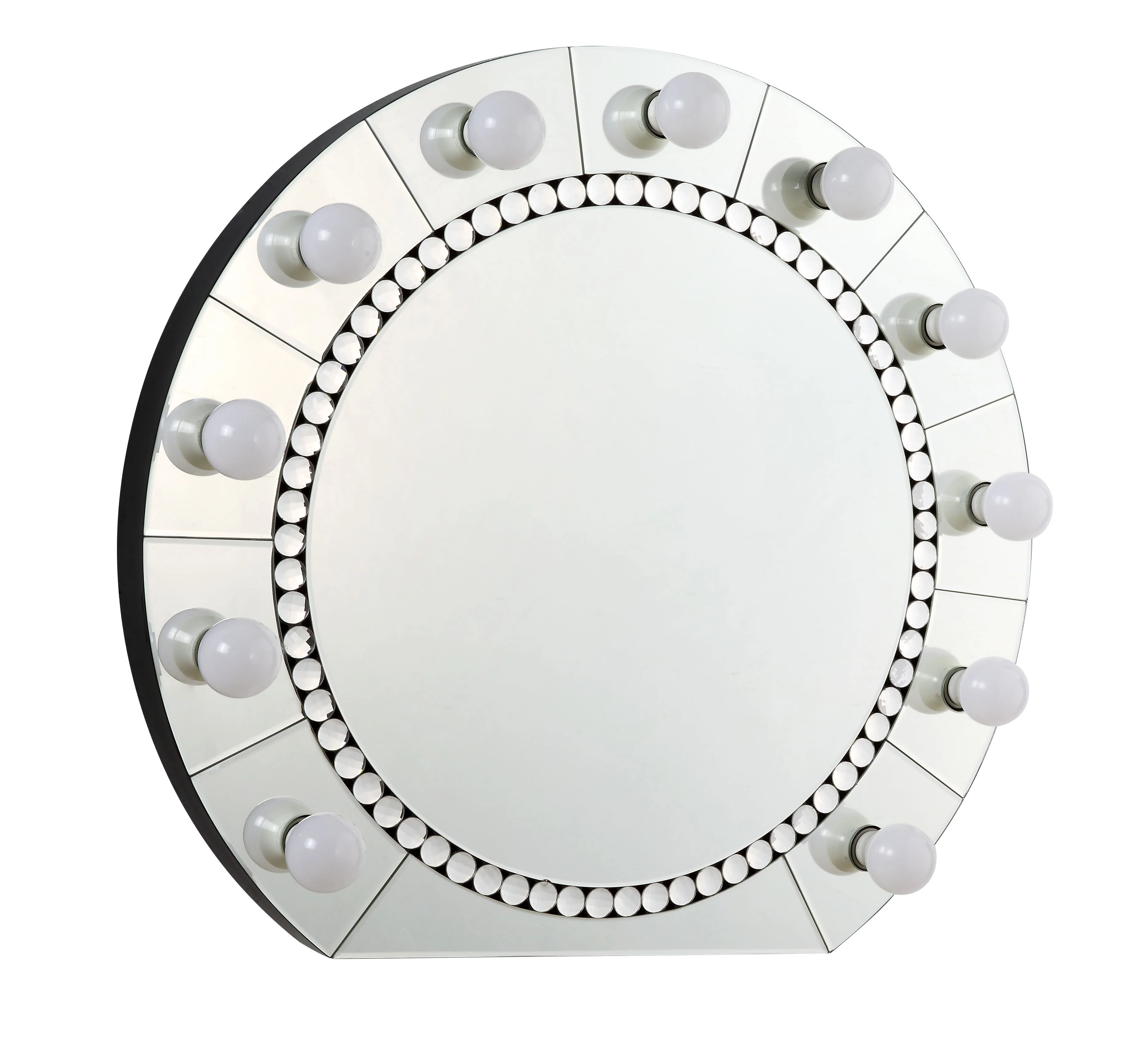 Farai - Glam Mirrored Faux Crystal Diamonds Wall Decor Mirror - Silver - Image 4