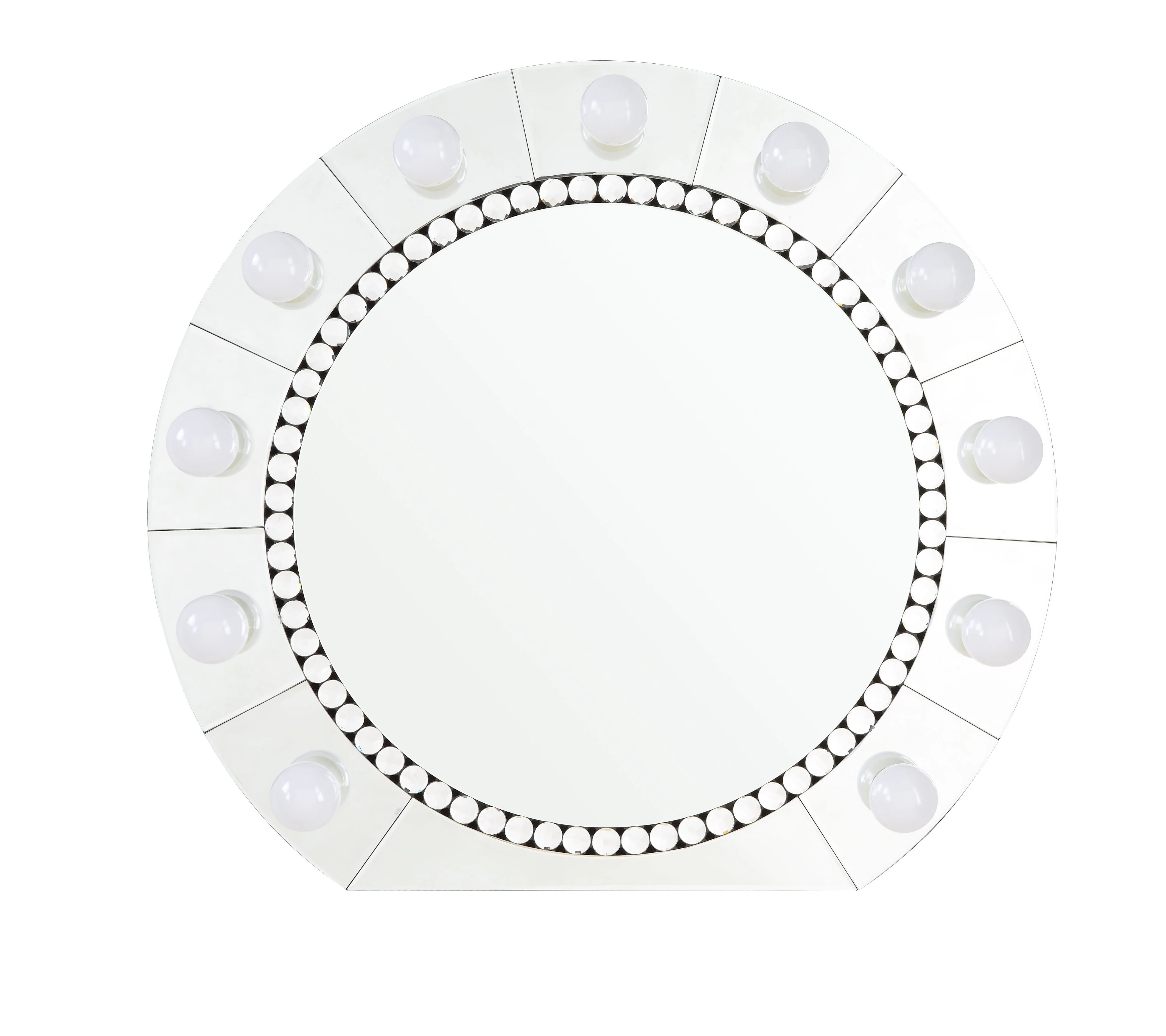 Farai - Glam Mirrored Faux Crystal Diamonds Wall Decor Mirror - Silver - Image 5