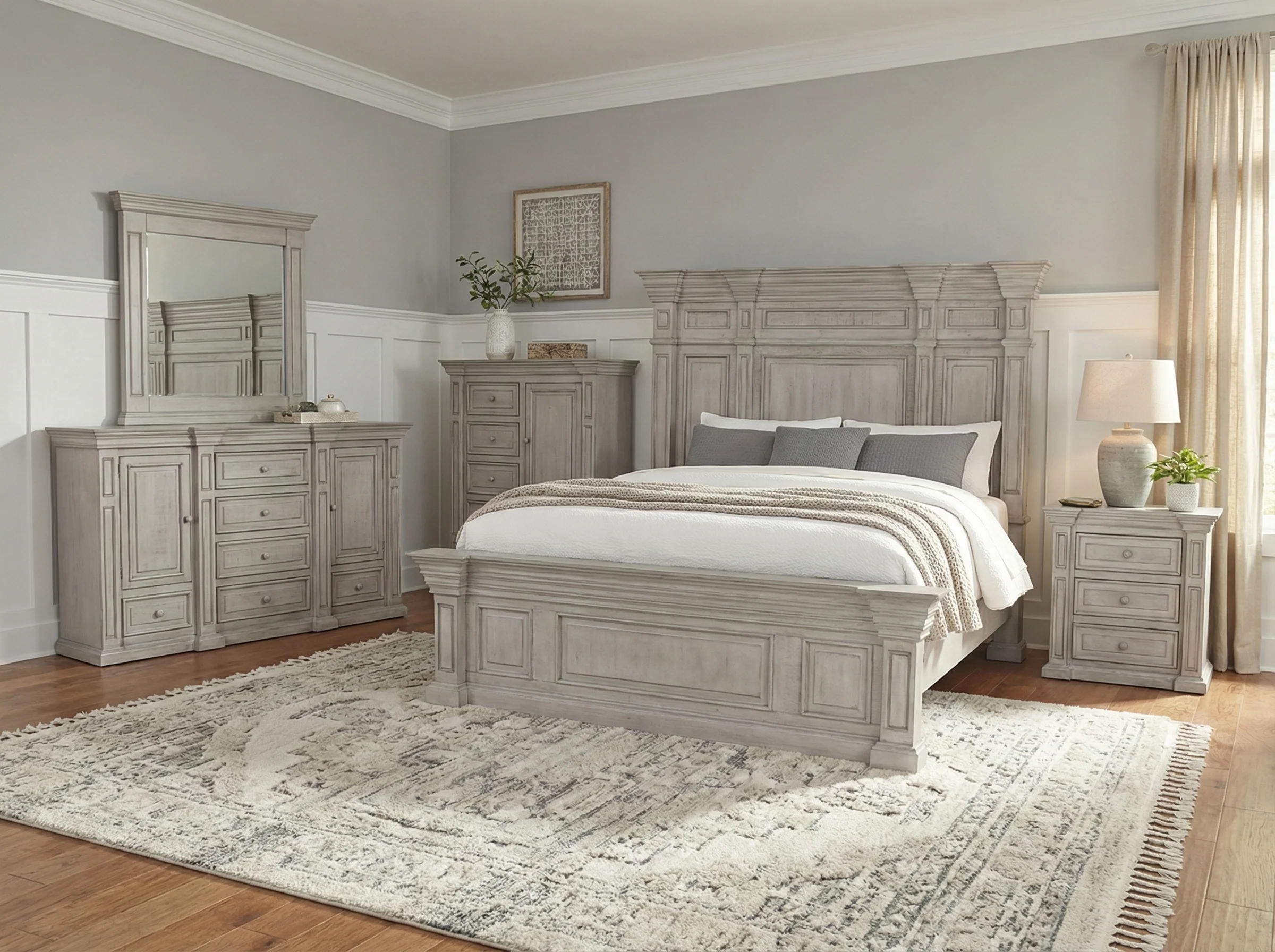 Farmhouse Aspen Gray Solid Wood 6-Piece Bedroom Set - Image 12