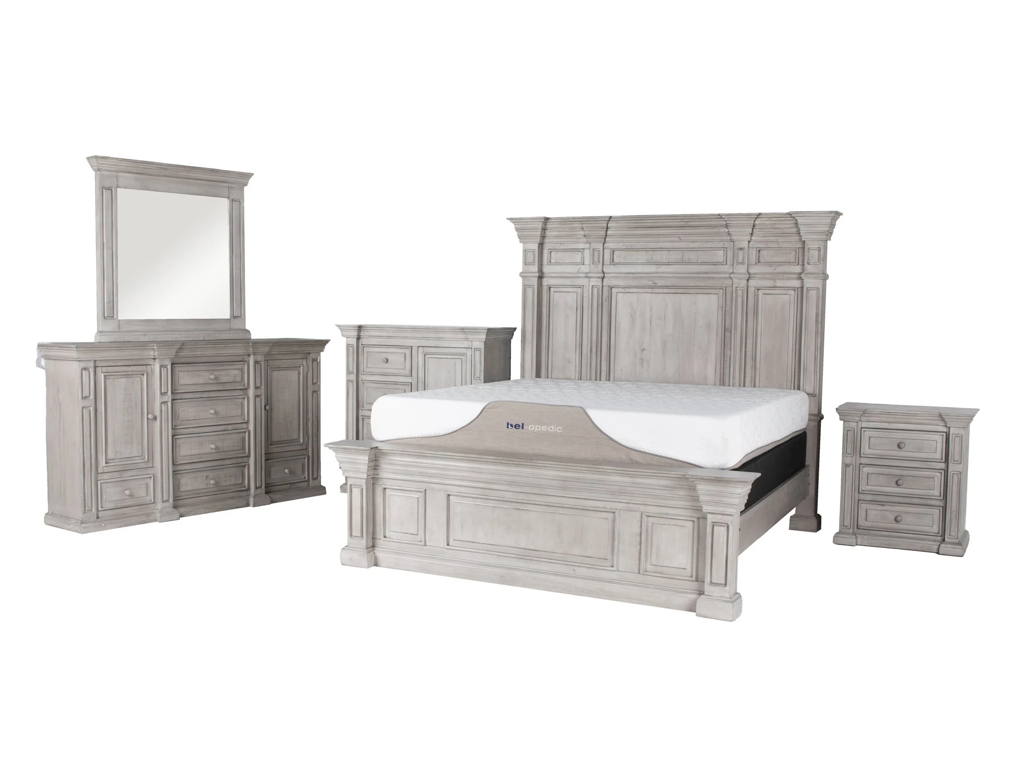 Farmhouse Aspen Gray Solid Wood 6-Piece Bedroom Set - Image 3