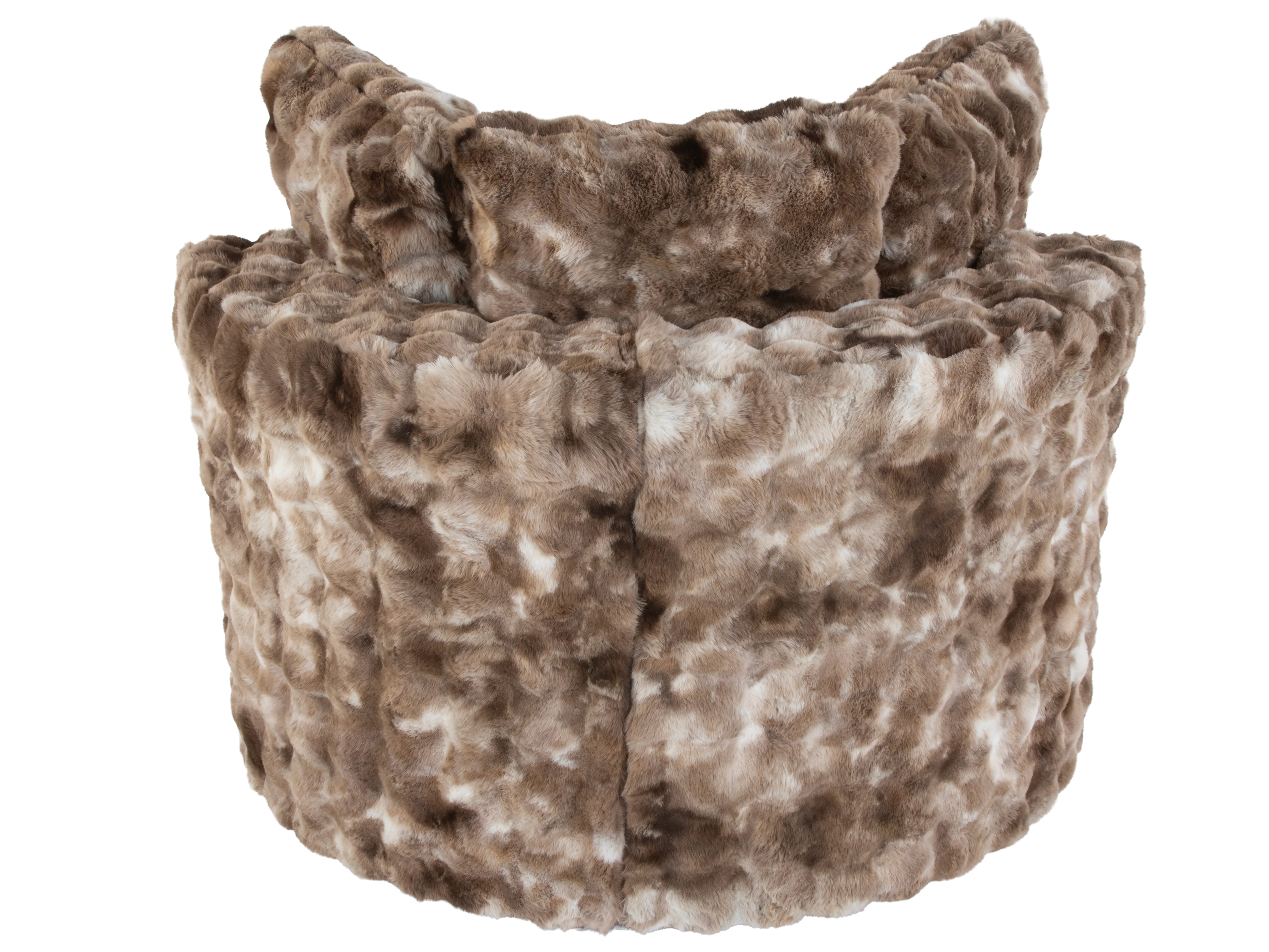 Faux Fur Swivel Chair with Plush Pillows - Brown - Image 4