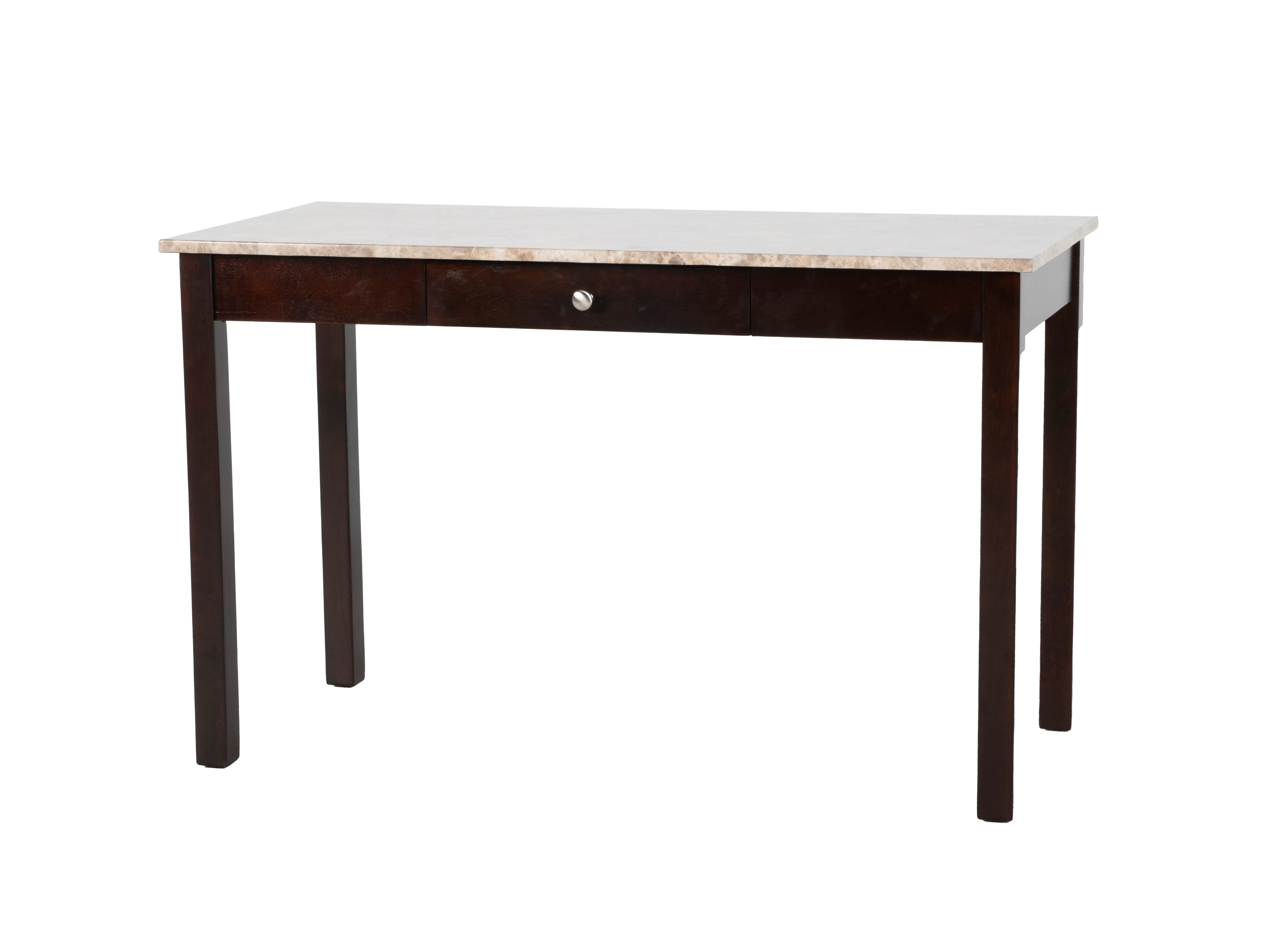 Faux Marble Top Writing Desk & Upholstered Chair Set (Dark Brown) - Image 4