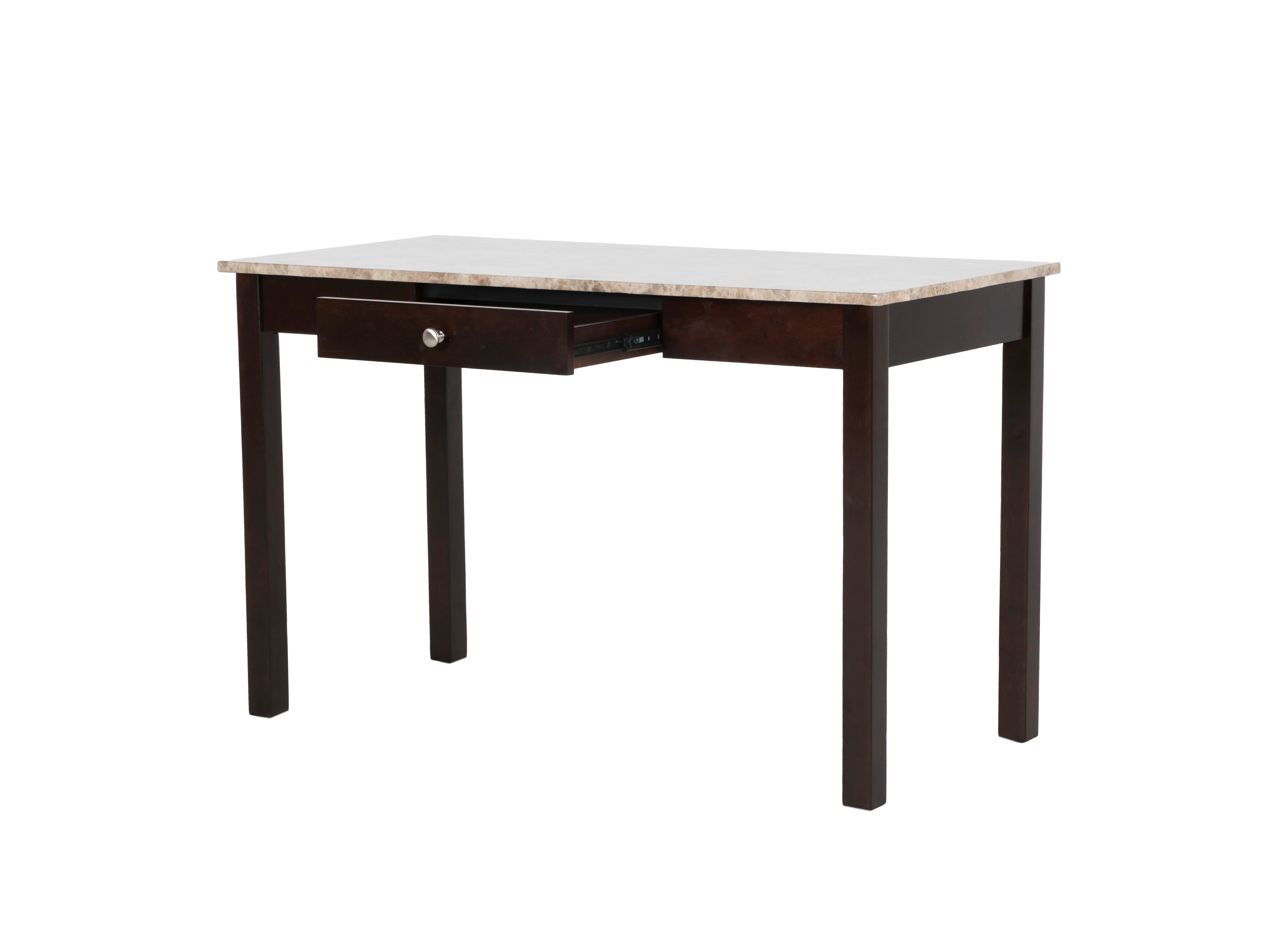 Faux Marble Top Writing Desk & Upholstered Chair Set (Dark Brown) - Image 6