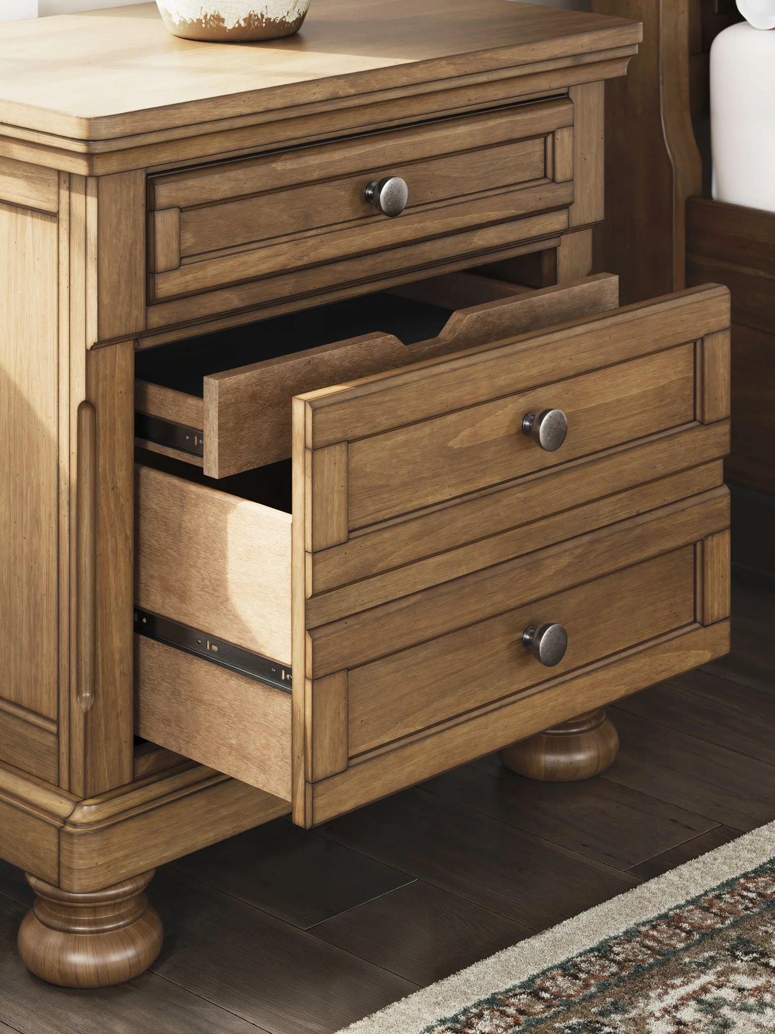 Feddinger - Two Drawer Night Stand - Medium Brown - Image 2