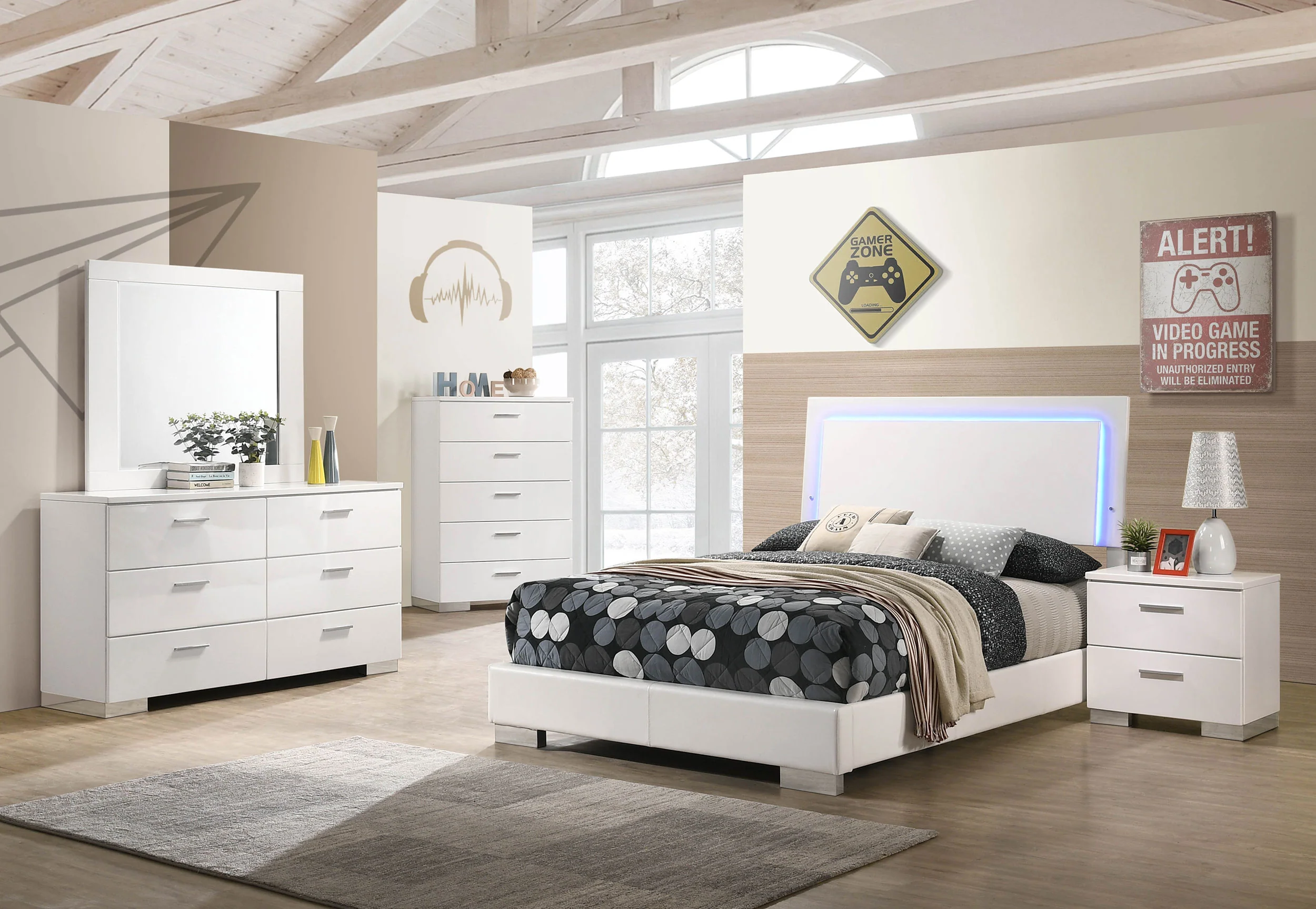Felicity Bedroom Set White High Gloss - Image 177