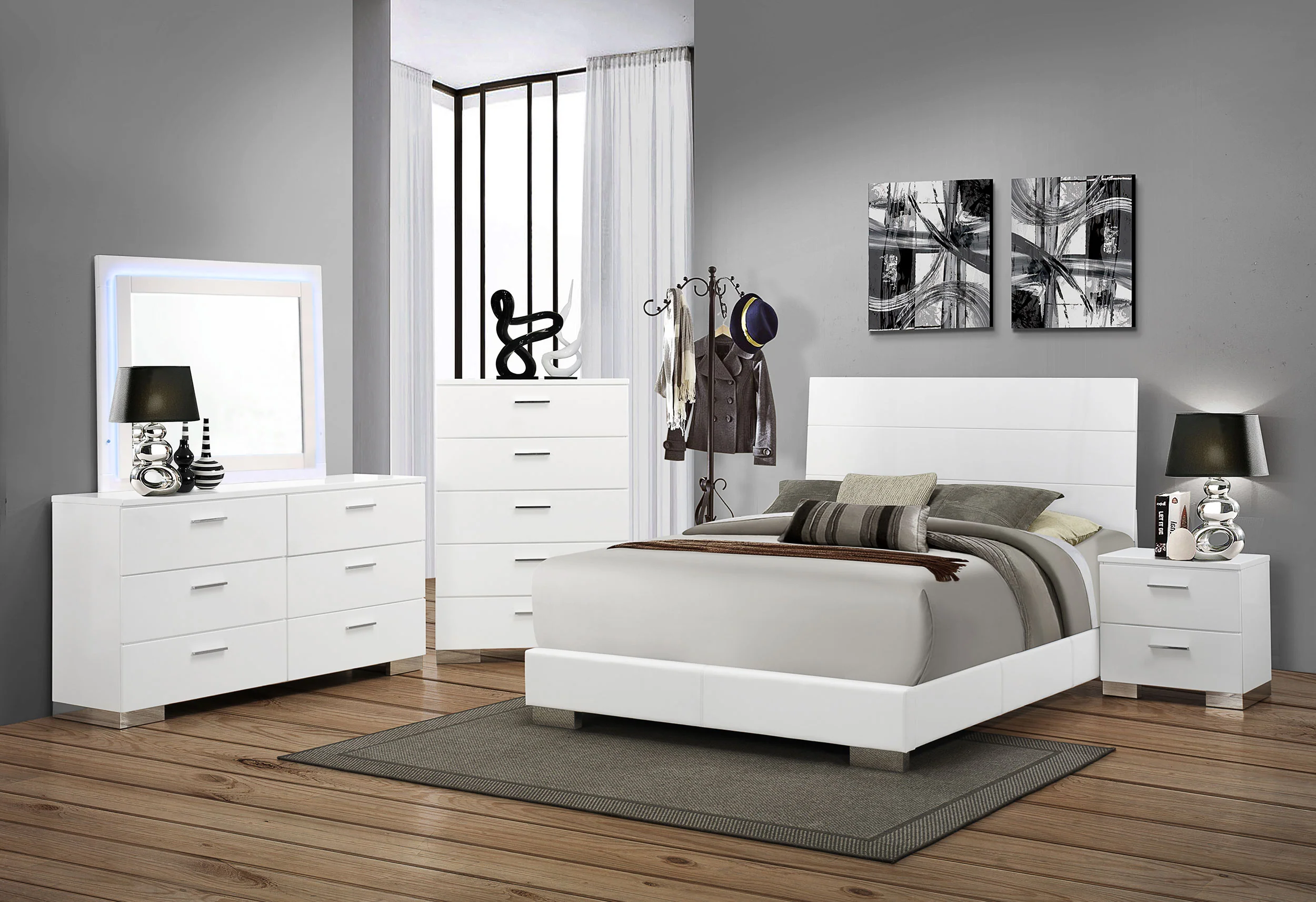 Felicity Bedroom Set White High Gloss - Image 178