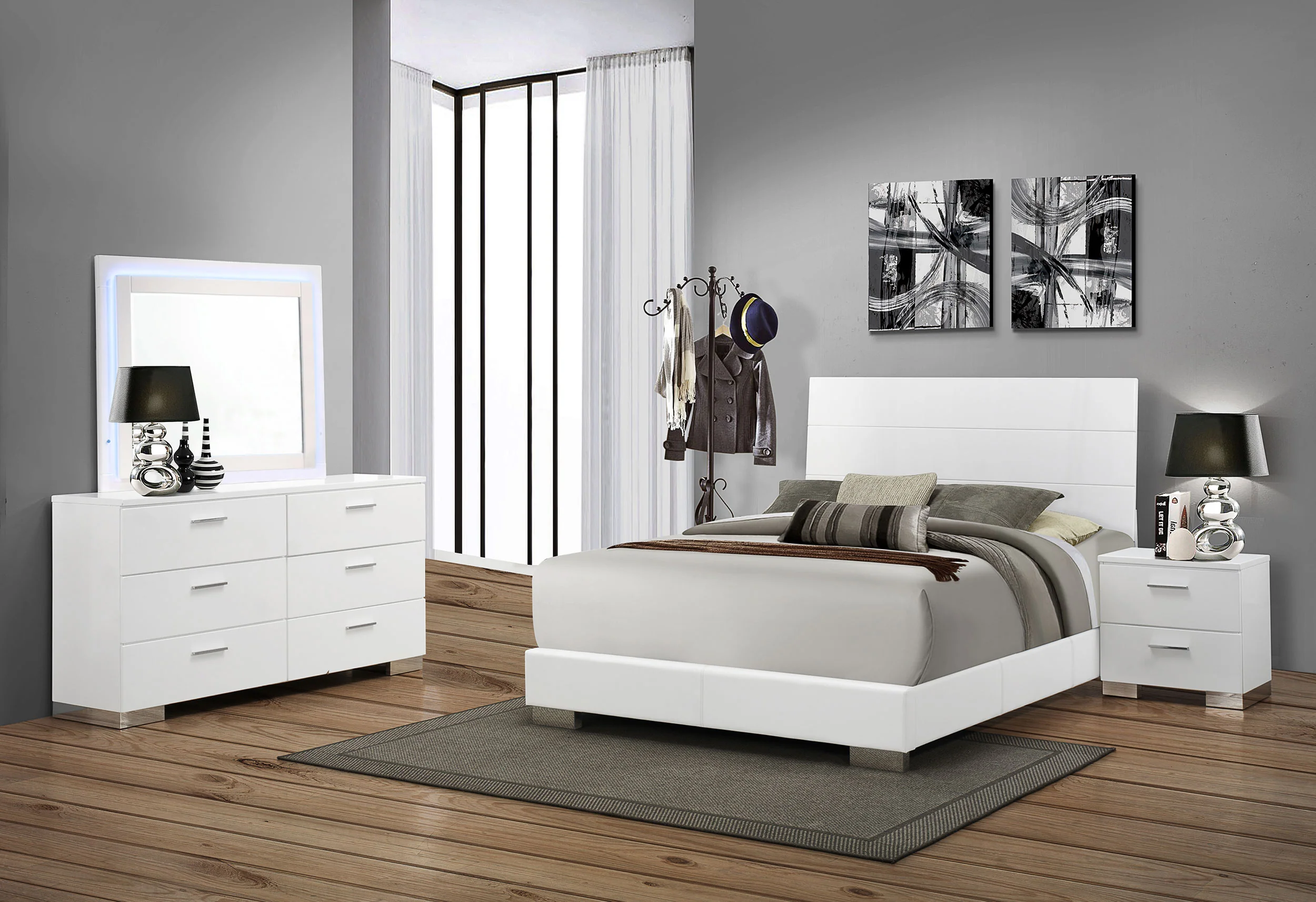 Felicity Bedroom Set White High Gloss - Image 182