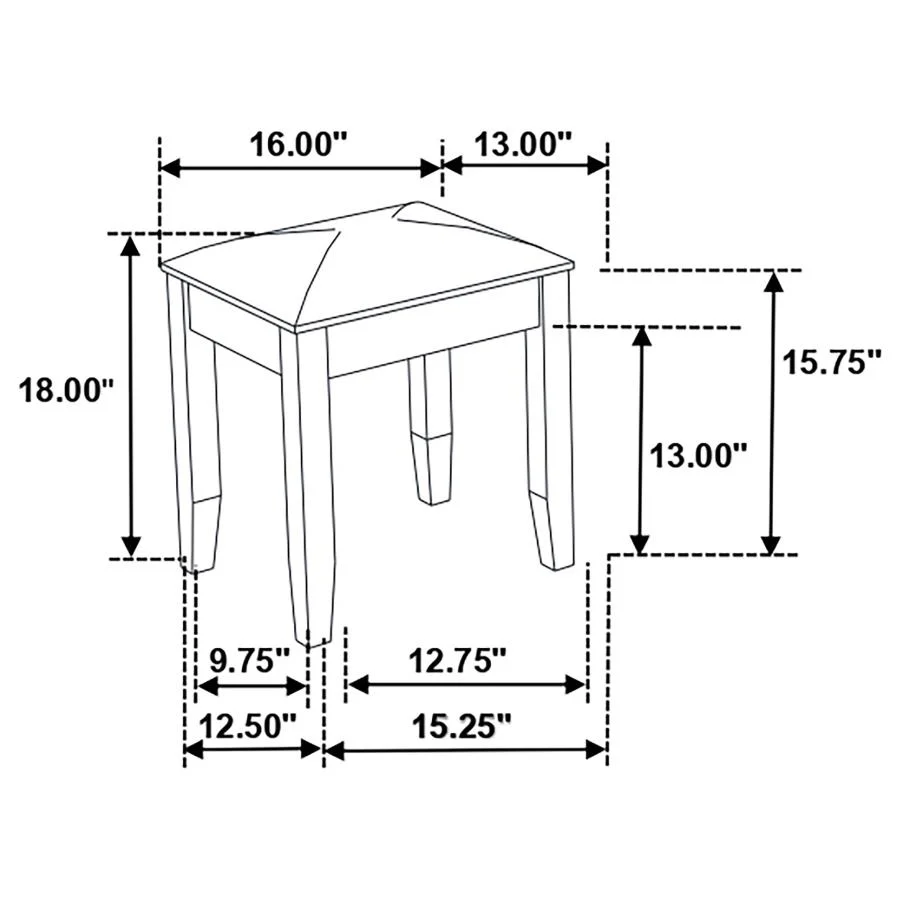 Felicity - Upholstered Vanity Stool - Metallic And Glossy White - Image 3
