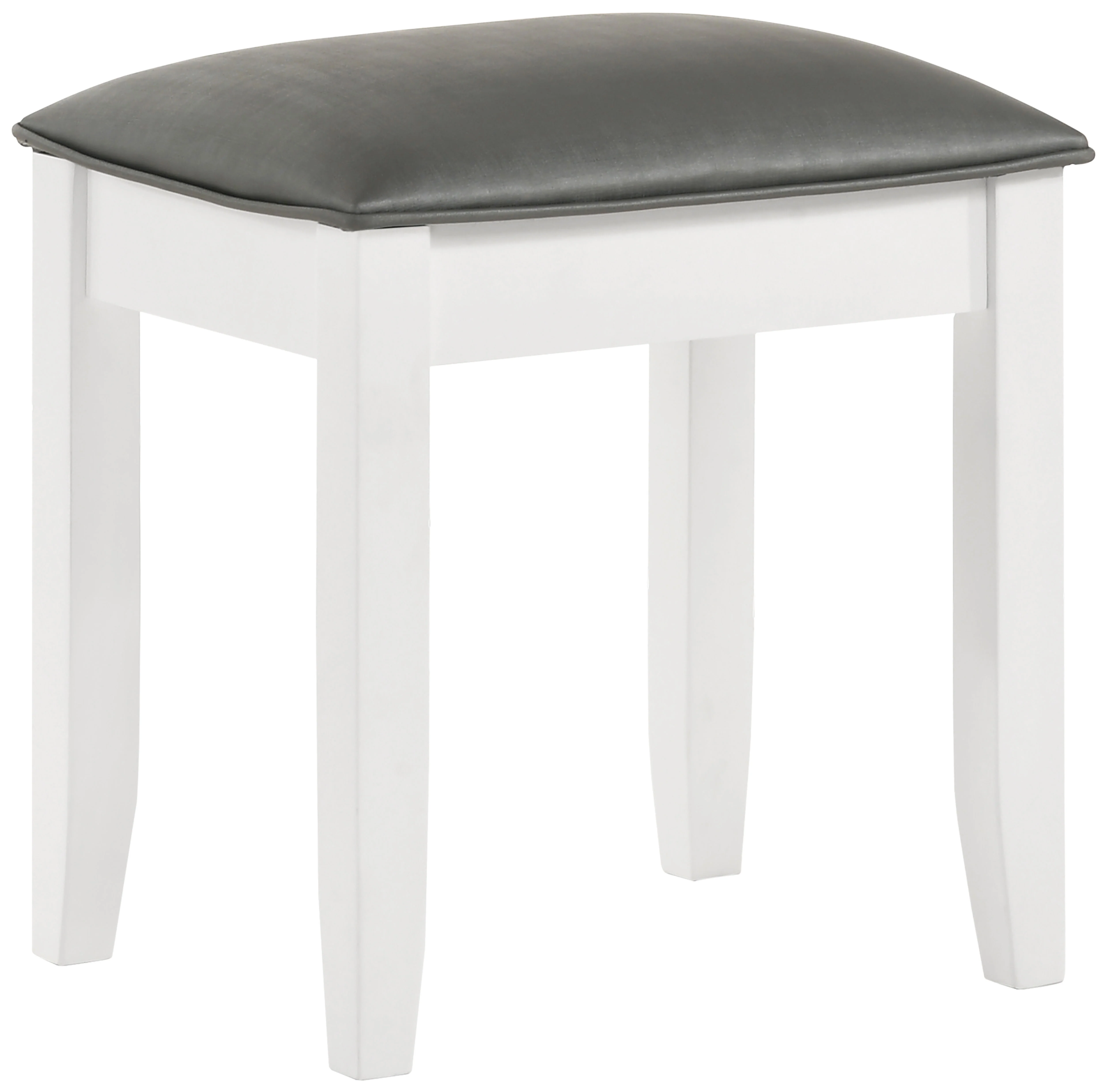 Felicity - Upholstered Vanity Stool - Metallic And Glossy White - Image 5
