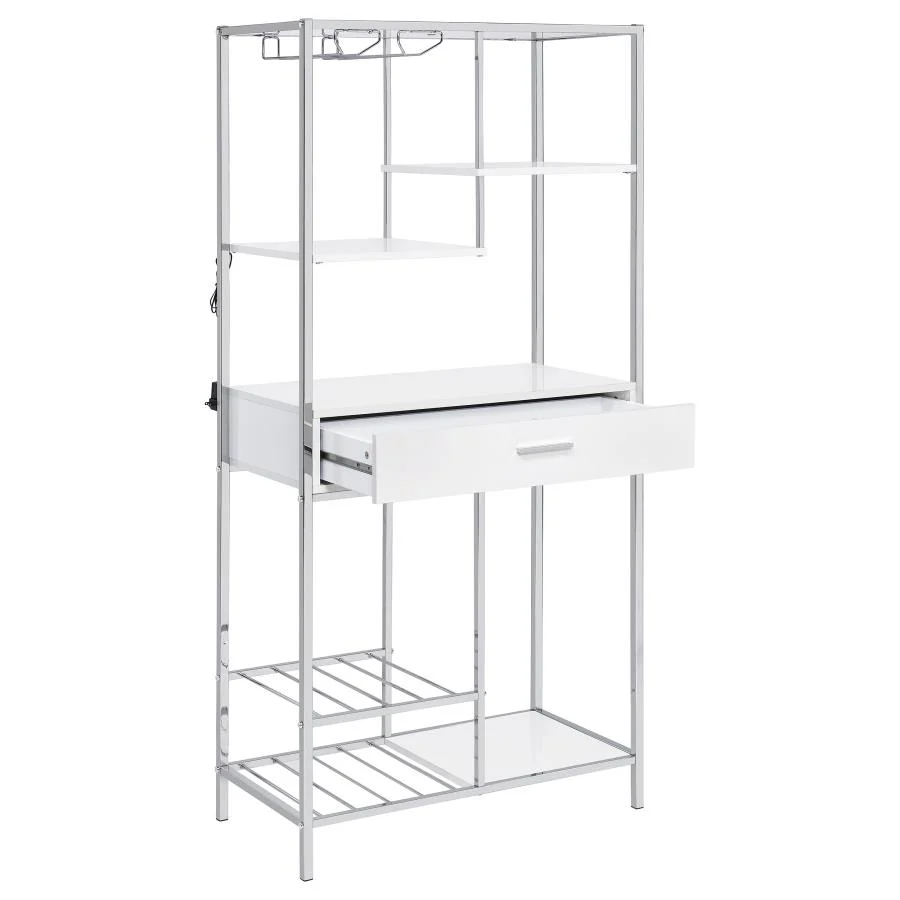 Figueroa - 5-Shelf Wine Storage Bar Cabinet - White High Gloss - Image 6
