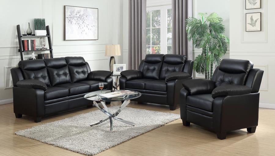 Finley - Upholstered Padded Arm Tufted Accent Chair - Black - Image 10