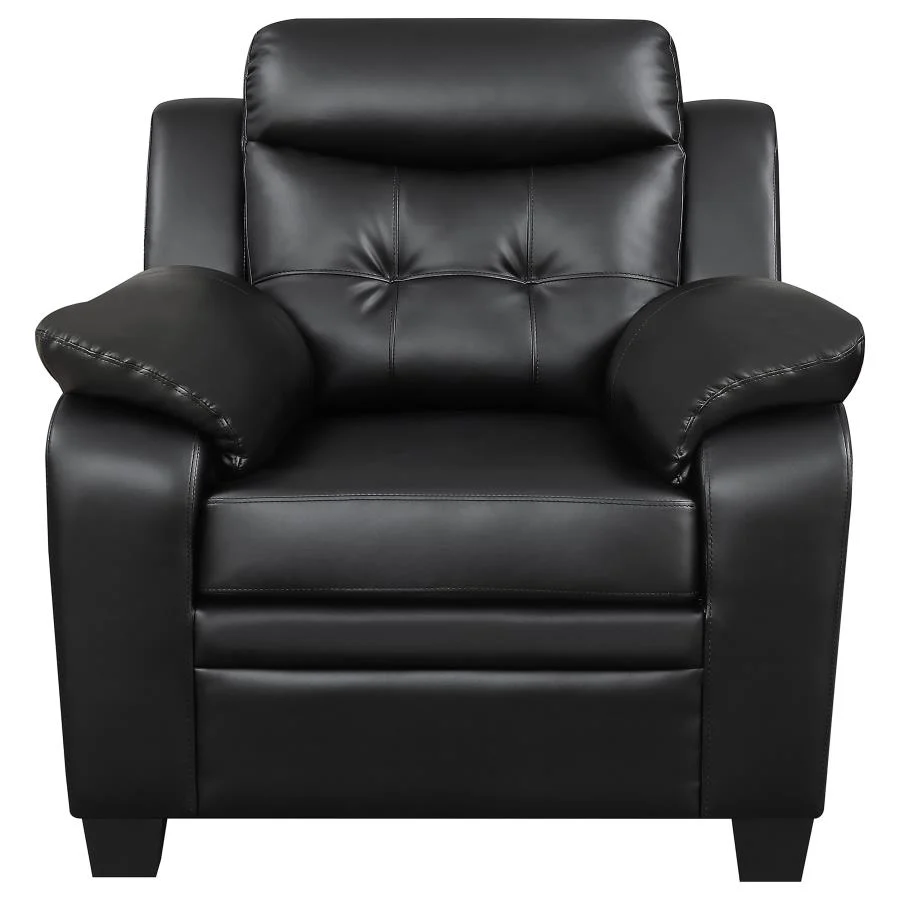 Finley - Upholstered Padded Arm Tufted Accent Chair - Black - Image 3