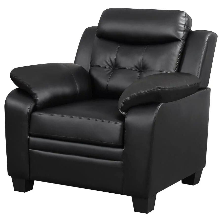 Finley - Upholstered Padded Arm Tufted Accent Chair - Black - Image 4