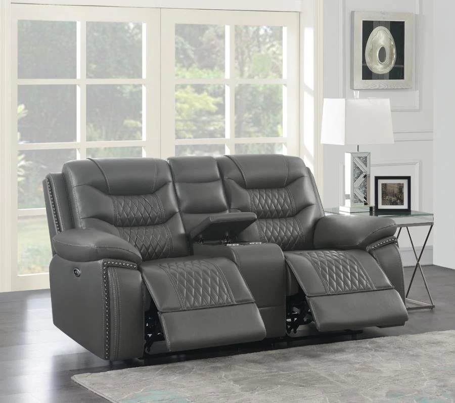Flamenco Upholstered Power Reclining Loveseat Charcoal - Image 2