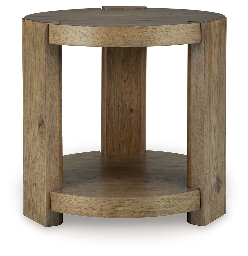 Flangren - Round End Table - Light Brown - Image 4