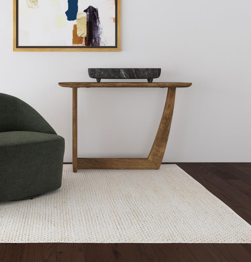 Fletcher - Oval Solid Mango Wood Entryway Console Table - Brown - Image 2