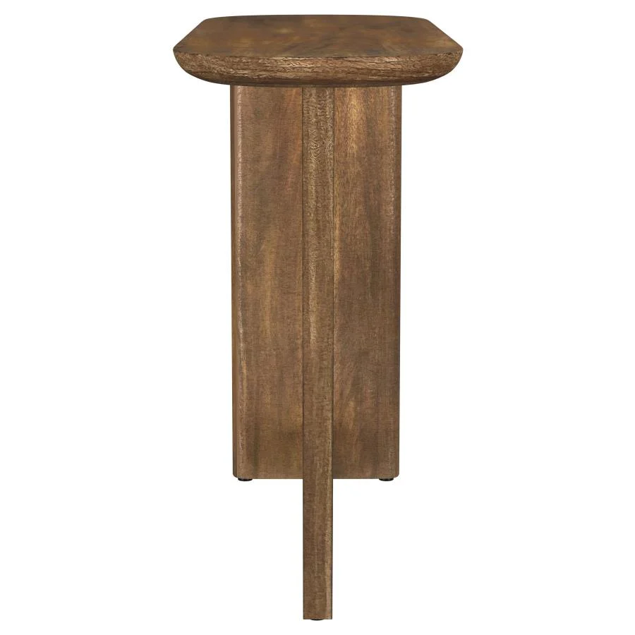 Fletcher - Oval Solid Mango Wood Entryway Console Table - Brown - Image 3