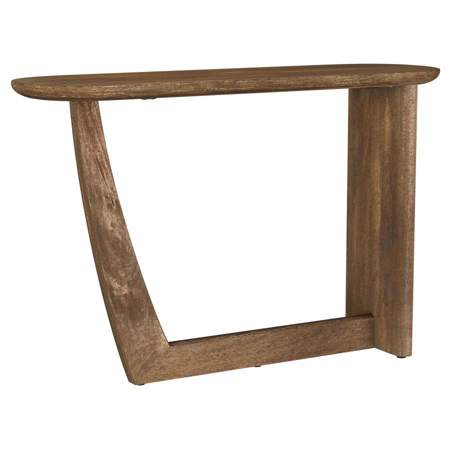 Fletcher - Oval Solid Mango Wood Entryway Console Table - Brown - Image 4