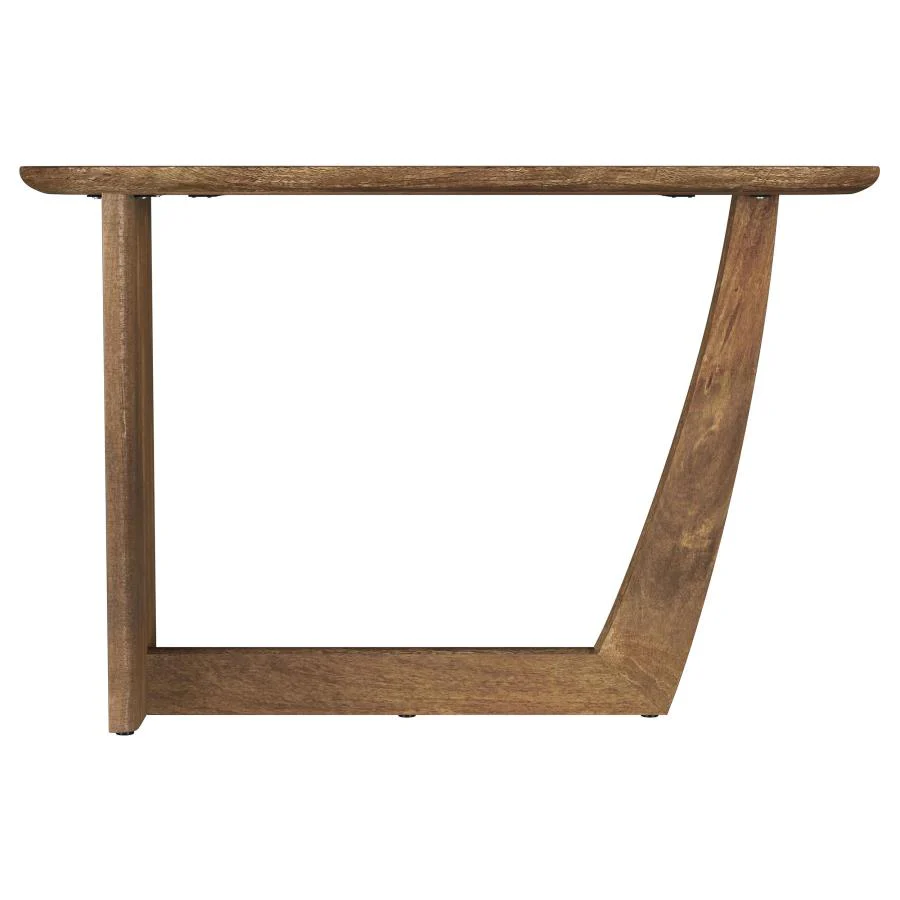 Fletcher - Oval Solid Mango Wood Entryway Console Table - Brown - Image 9