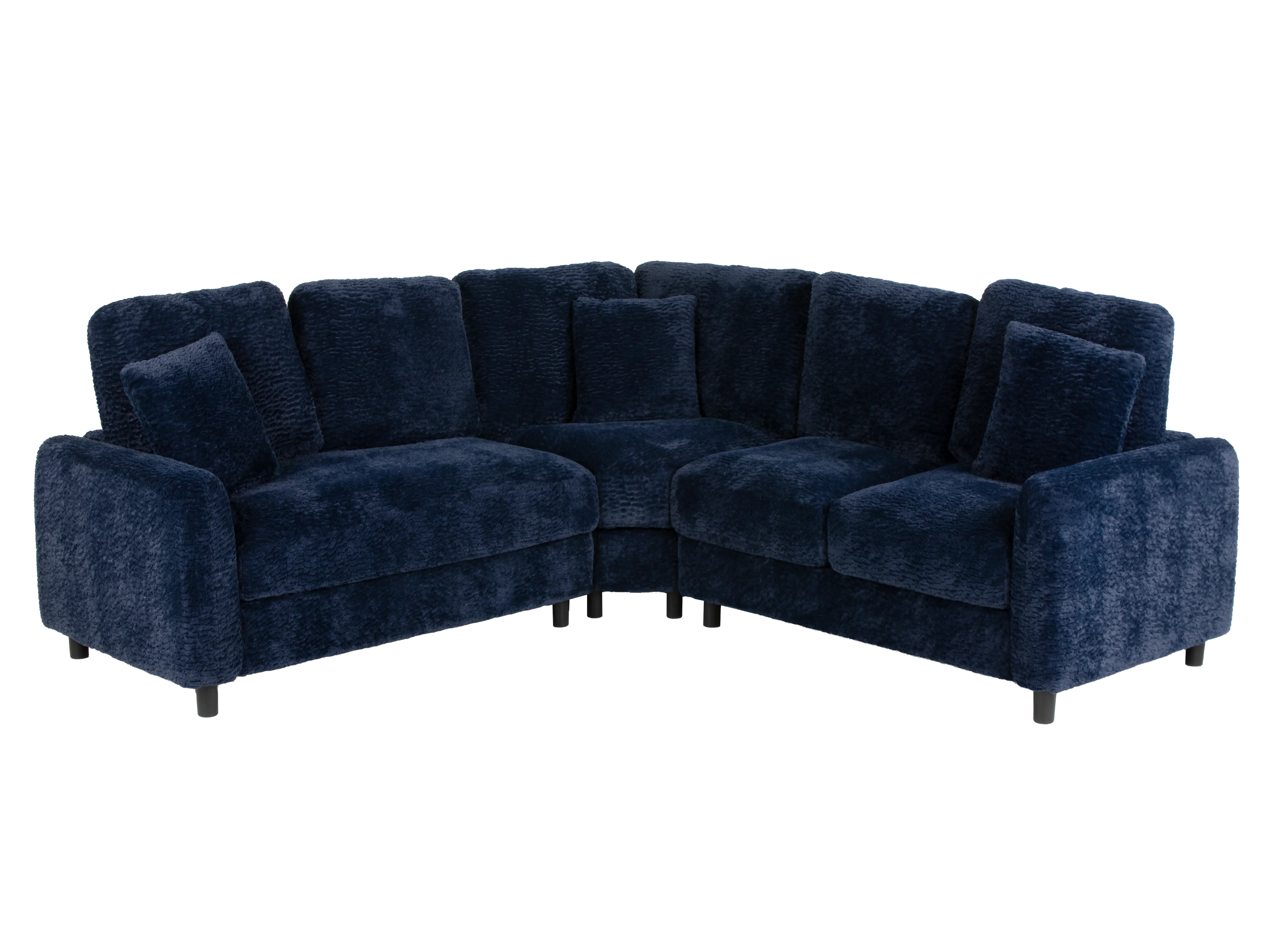 Navy Chenille 3-Piece Sectional Sofa with Pillows - Image 2