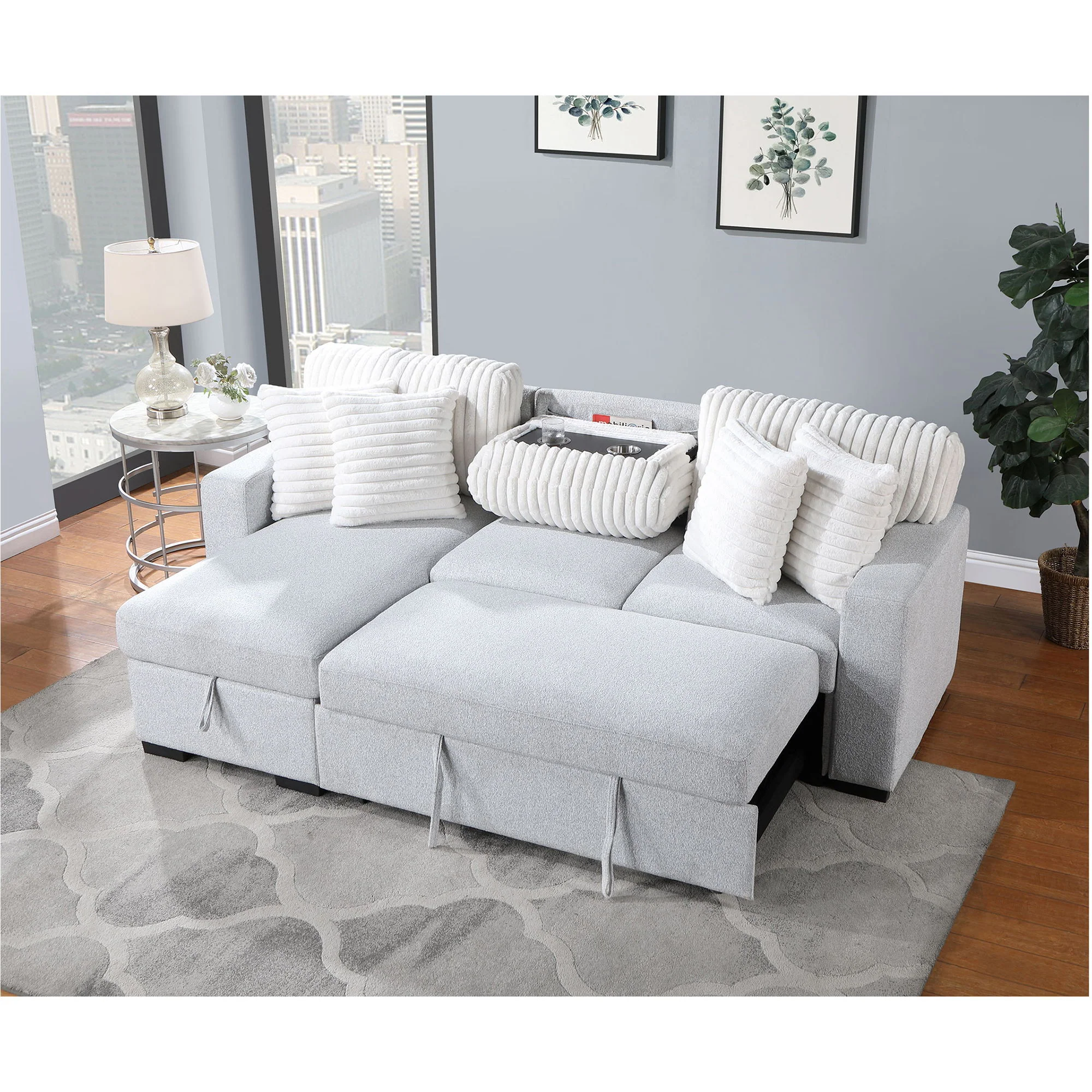 Ford - Reversible Pull Out Sofa Bed - Light Gray - Image 10