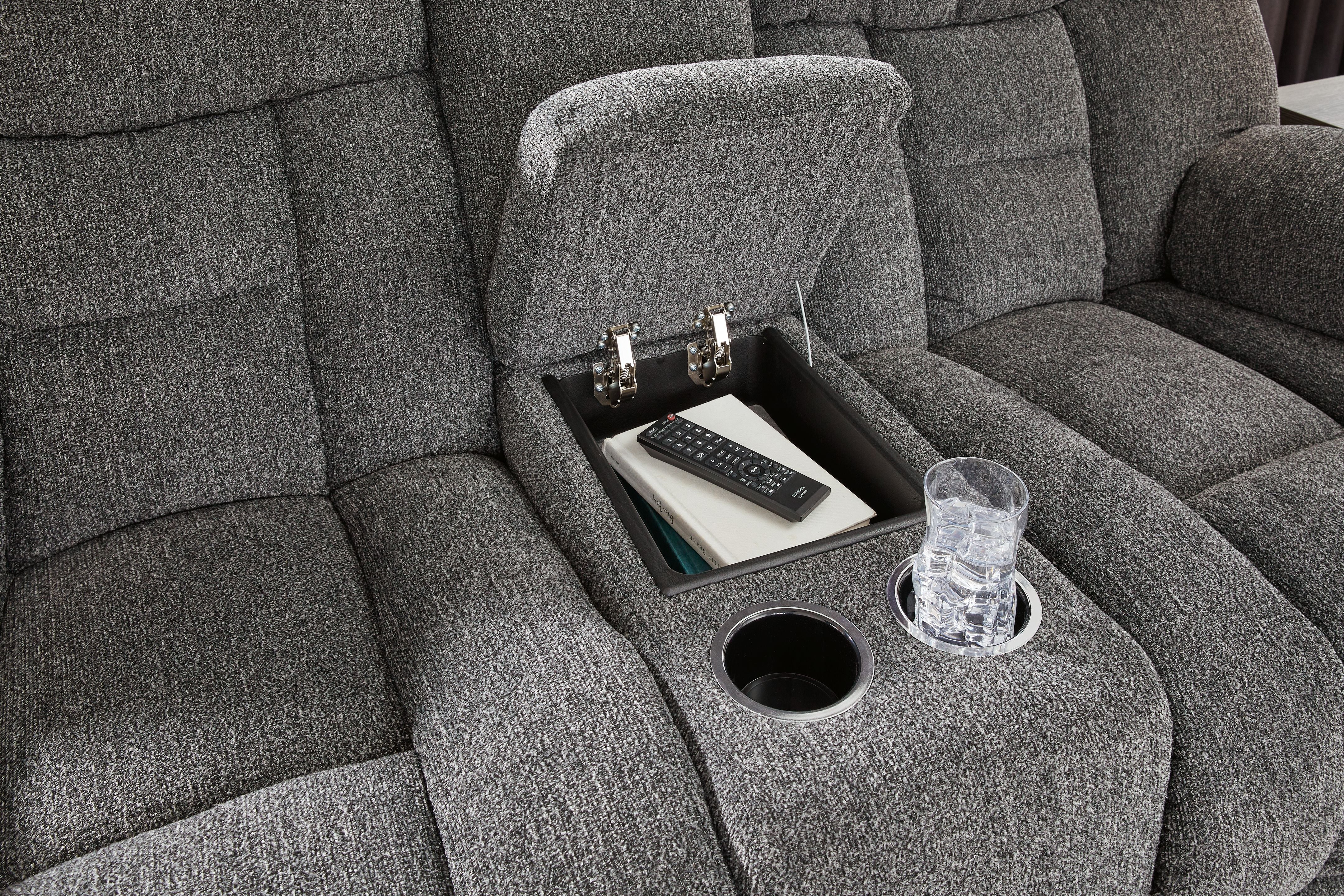 Foreside - Dbl Reclining Loveseat with Console - Charcoal - Image 5