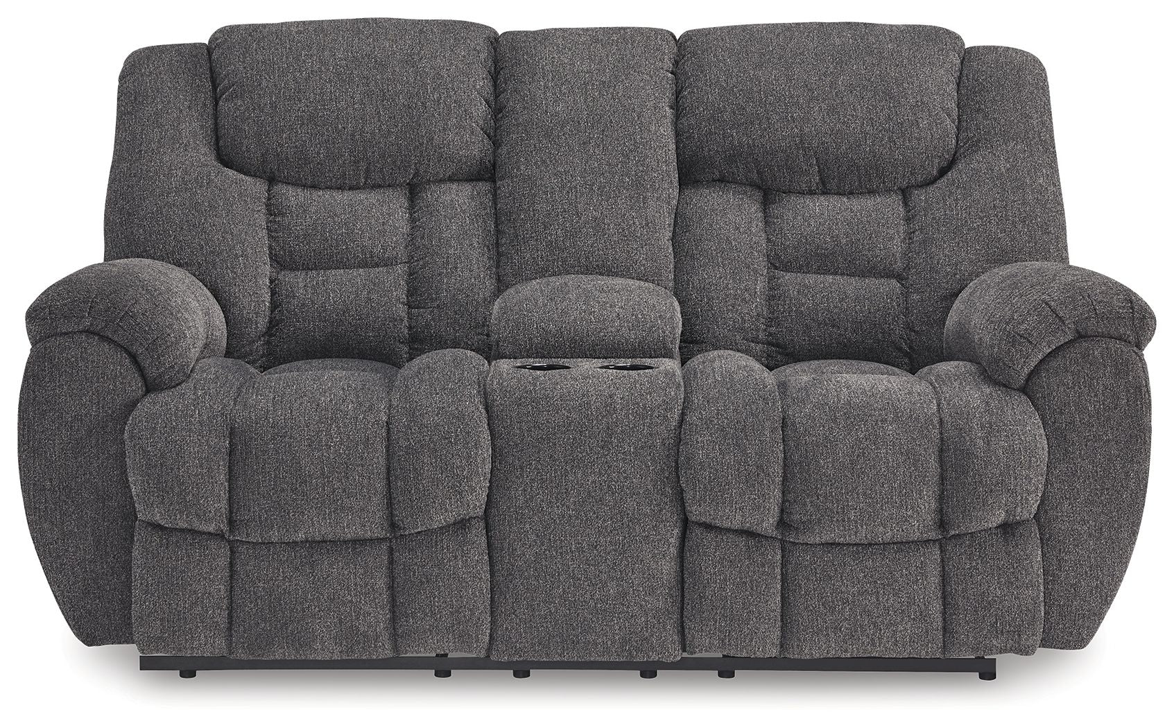 Foreside - Dbl Reclining Loveseat with Console - Charcoal - Image 6