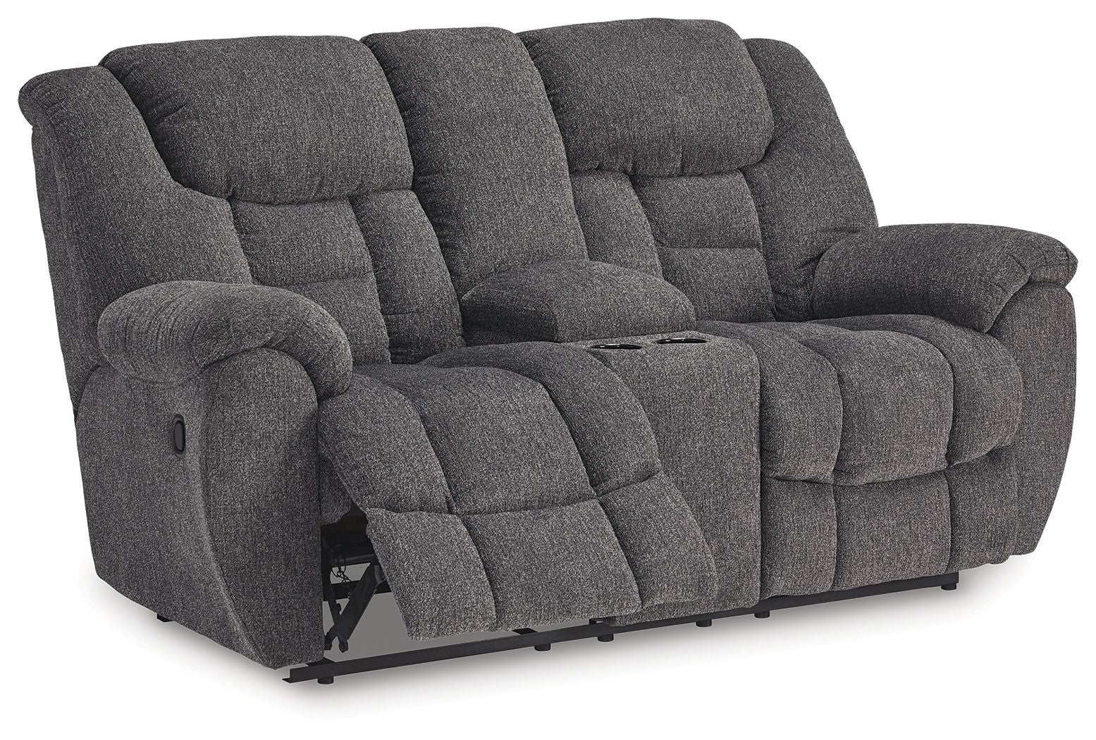 Foreside - Dbl Reclining Loveseat with Console - Charcoal - Image 7
