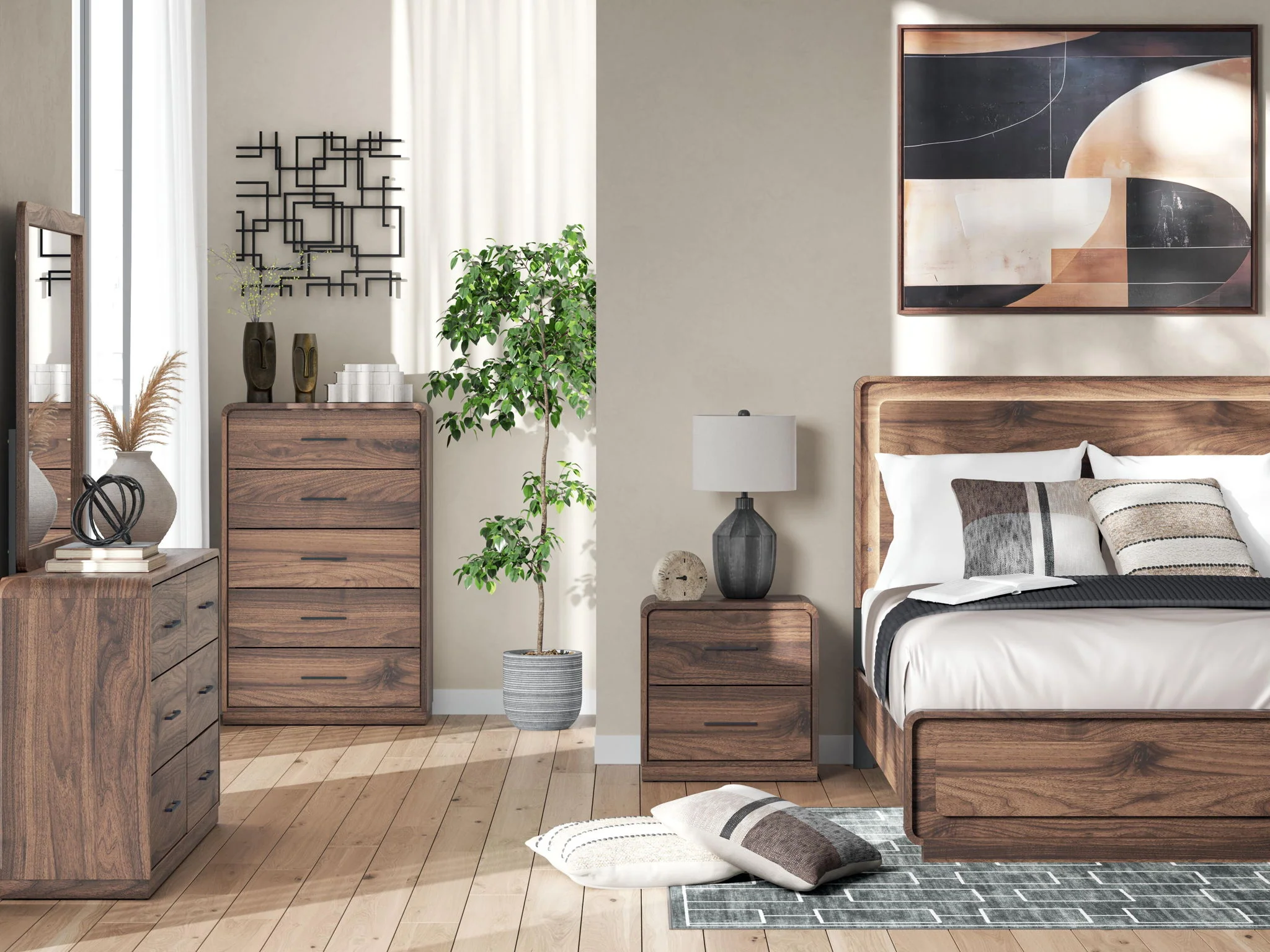 Fortlorn - Two Drawer Night Stand - Walnut Brown - Image 2