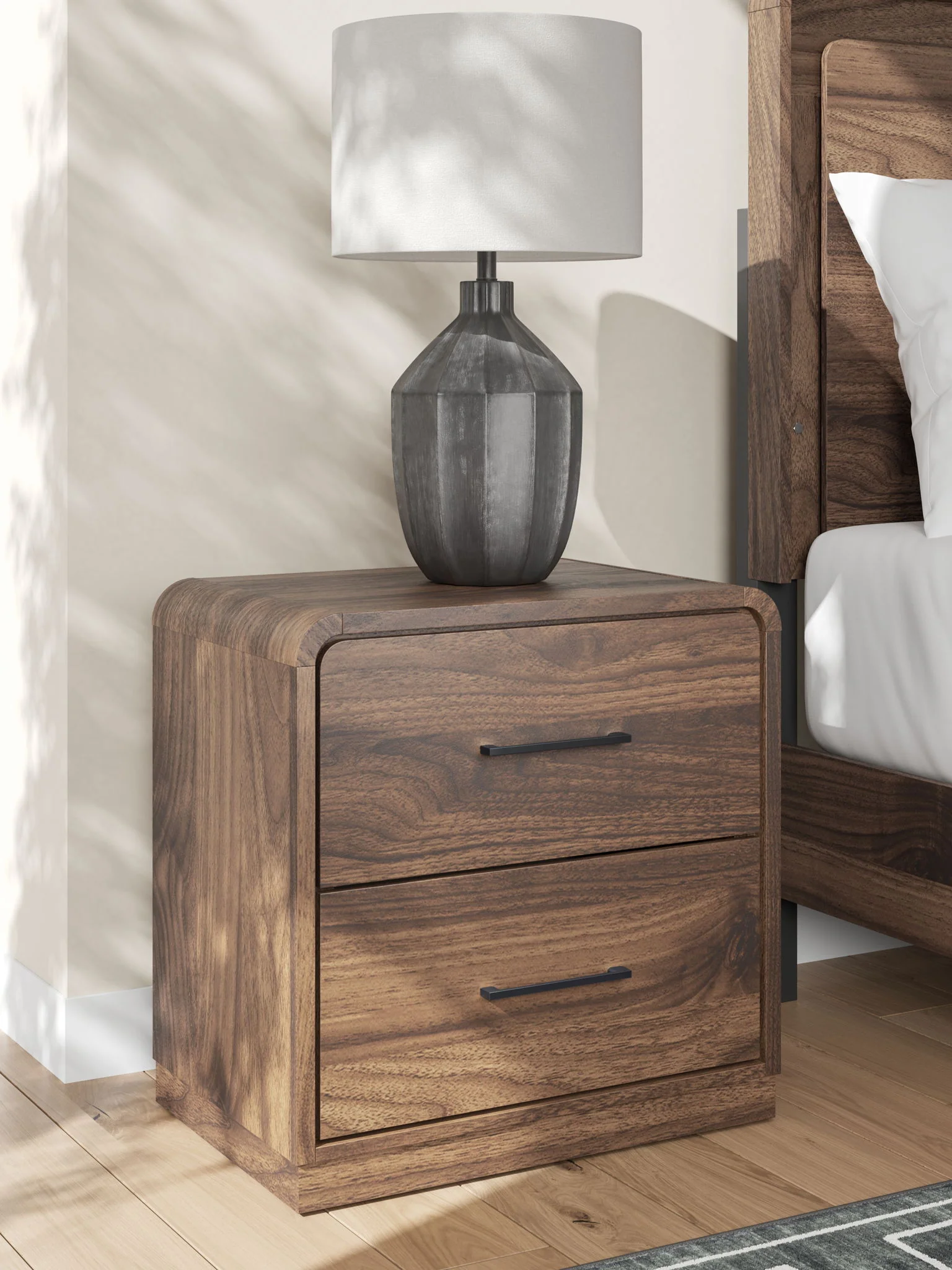 Fortlorn - Two Drawer Night Stand - Walnut Brown - Image 9