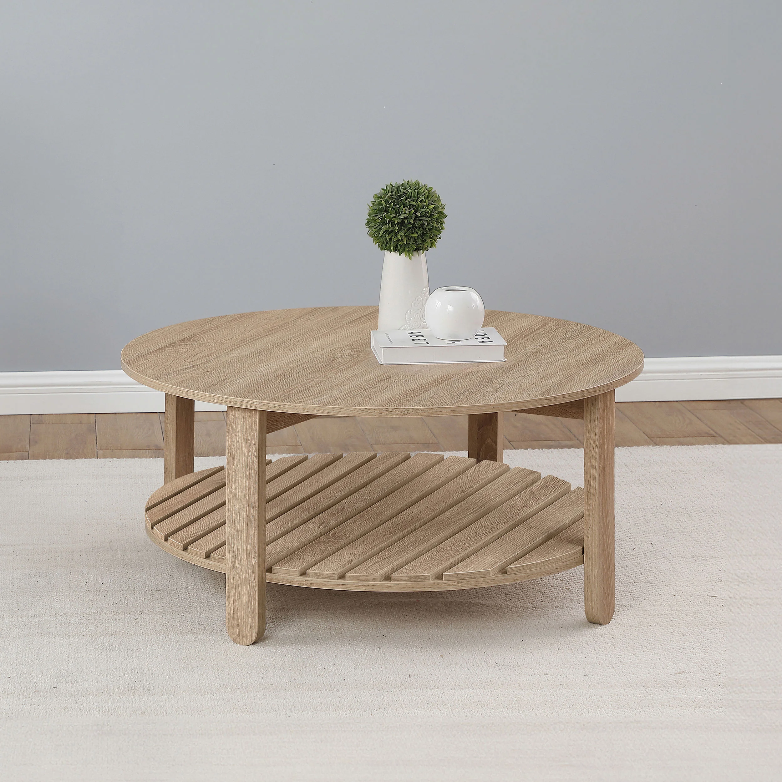 Fowler 1-shelf Round Engineered Wood Coffee Table Natural - Image 2