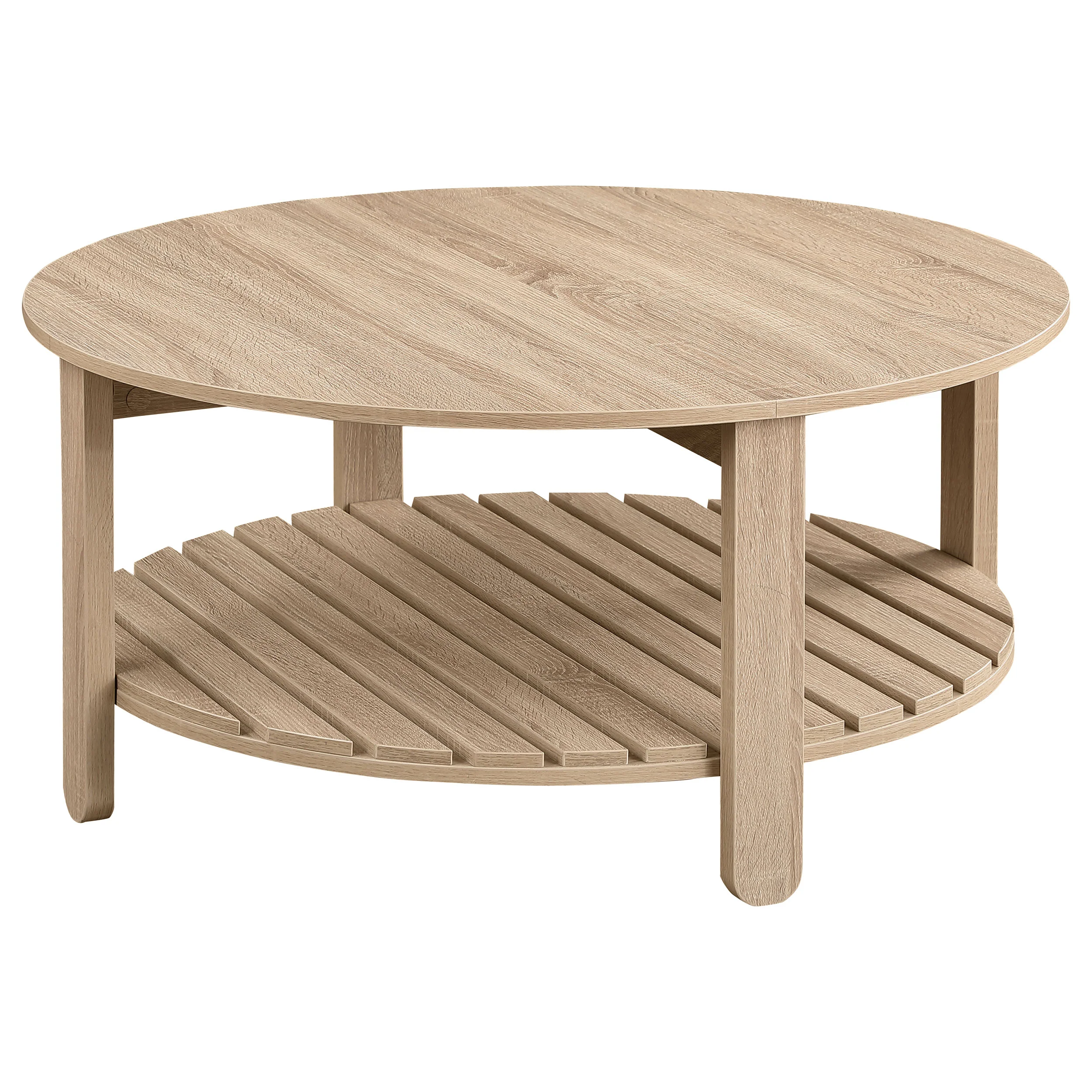 Fowler 1-shelf Round Engineered Wood Coffee Table Natural - Image 4
