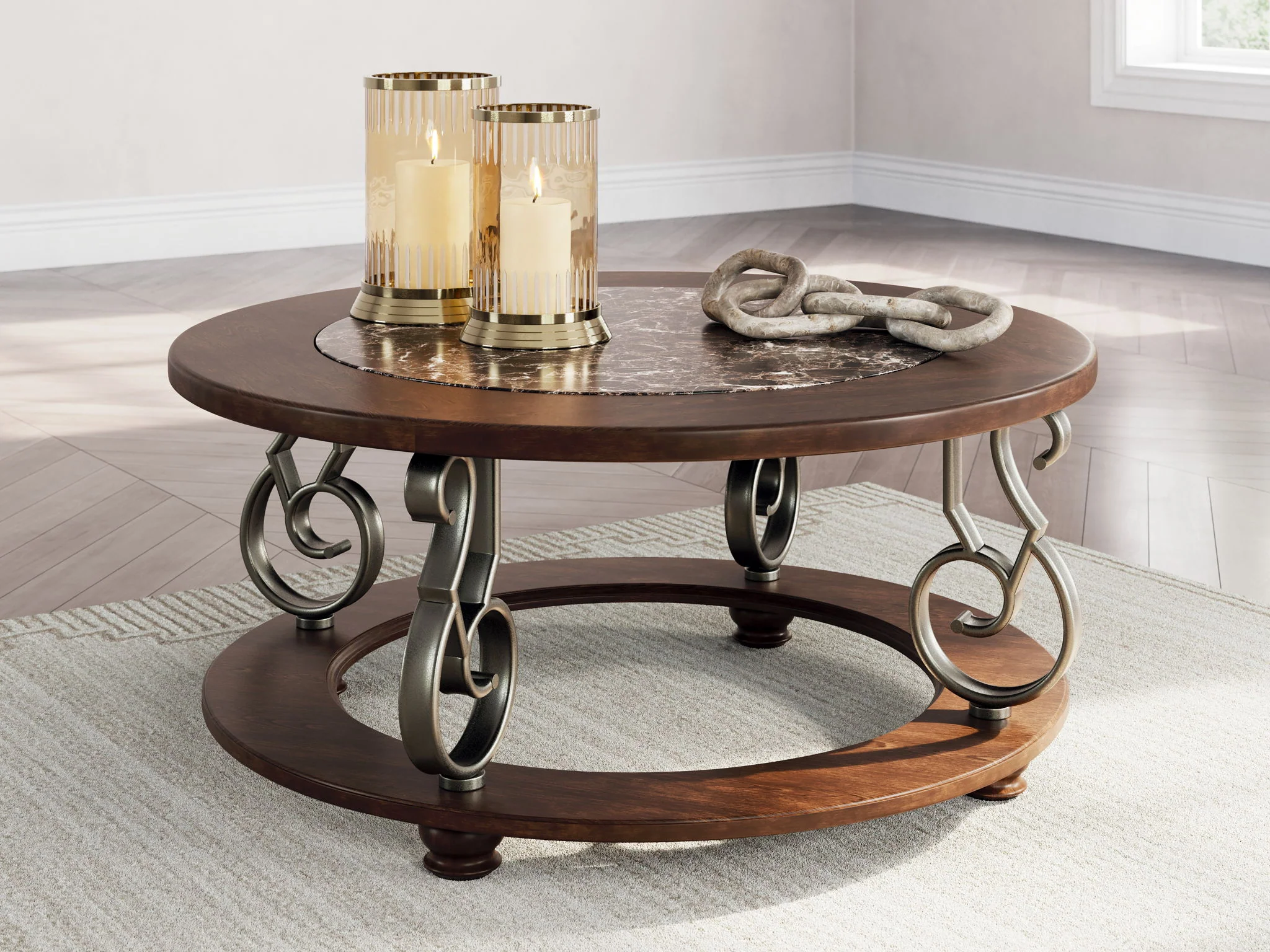 Frallyn - Round Cocktail Table - Dark Brown - Image 2