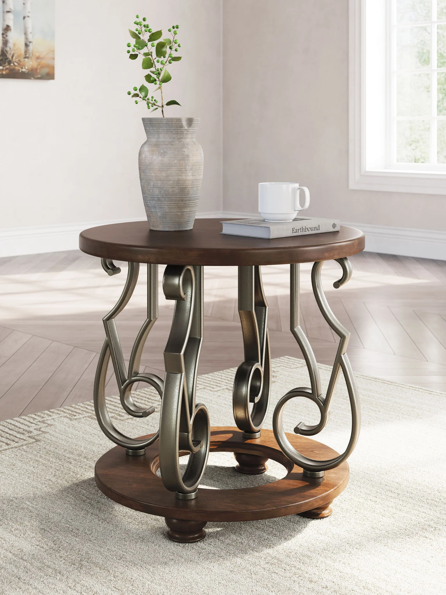 Frallyn - Round End Table - Dark Brown - Image 4