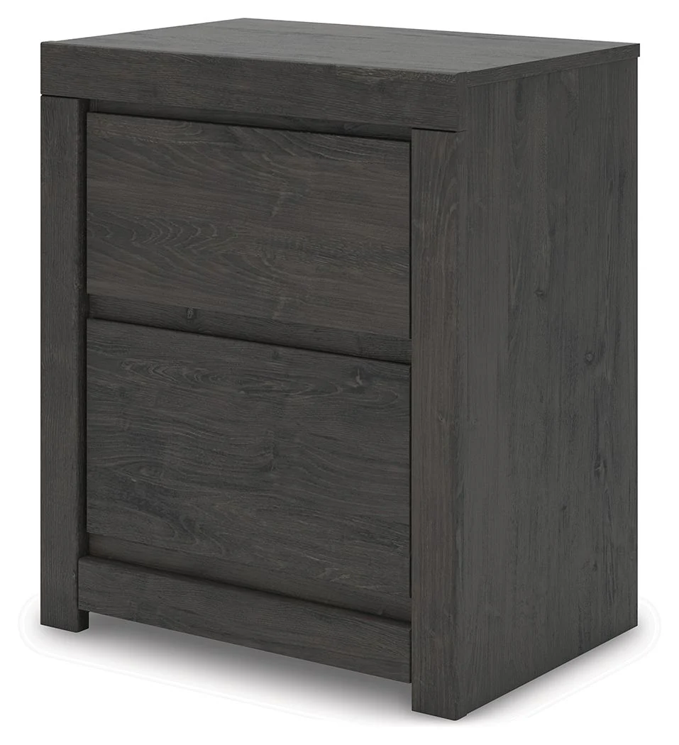 Fraluna - Two Drawer Night Stand - Charcoal - Image 2
