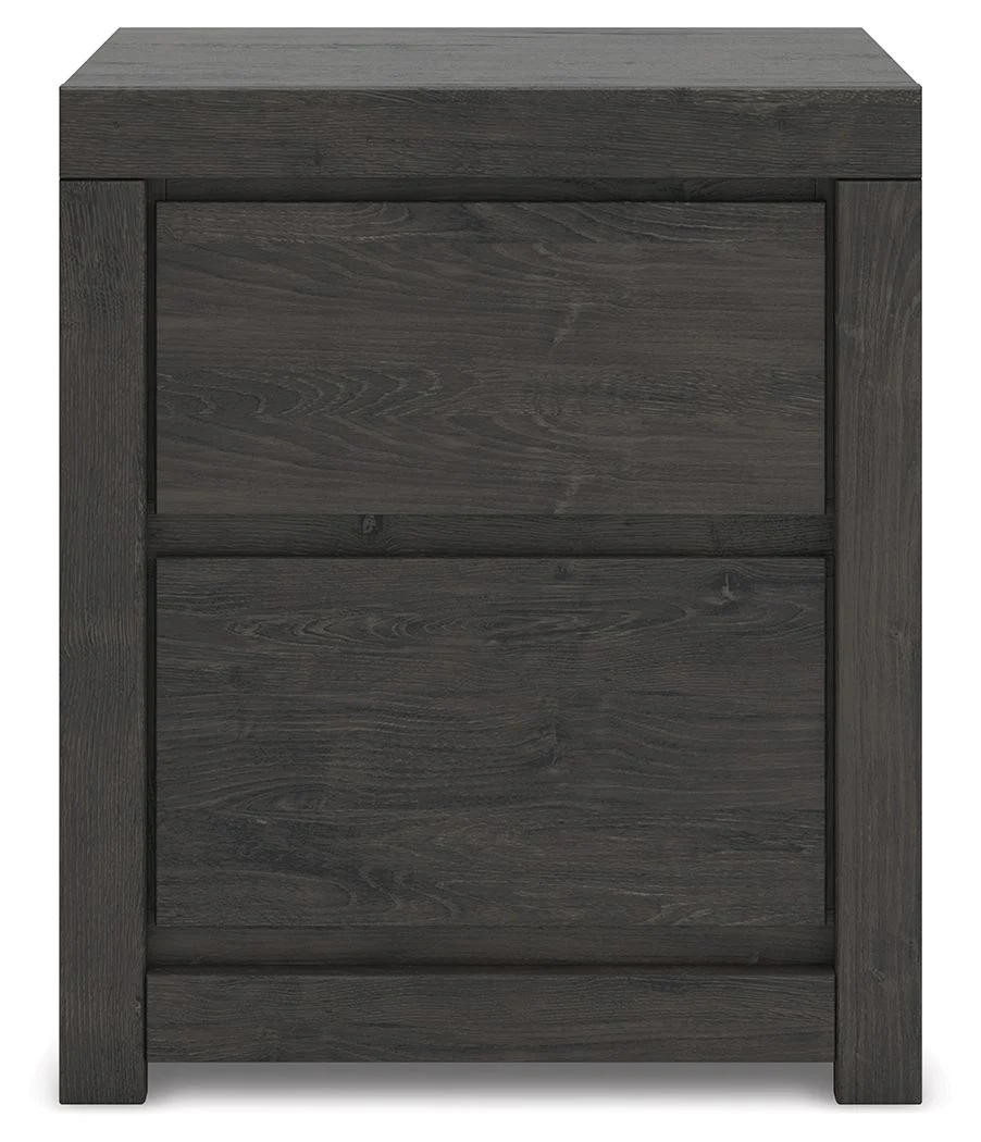 Fraluna - Two Drawer Night Stand - Charcoal - Image 4