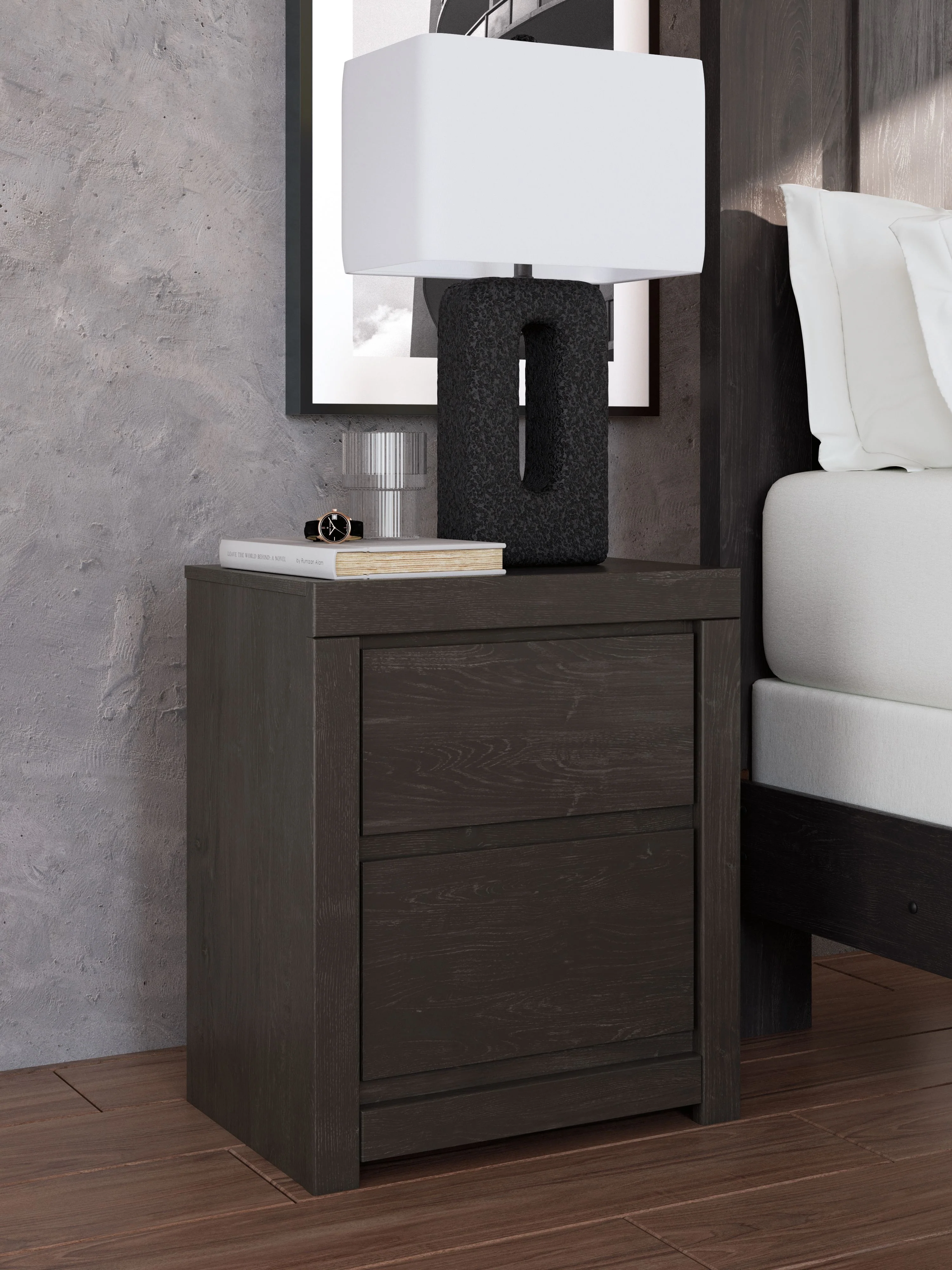 Fraluna - Two Drawer Night Stand - Charcoal - Image 9