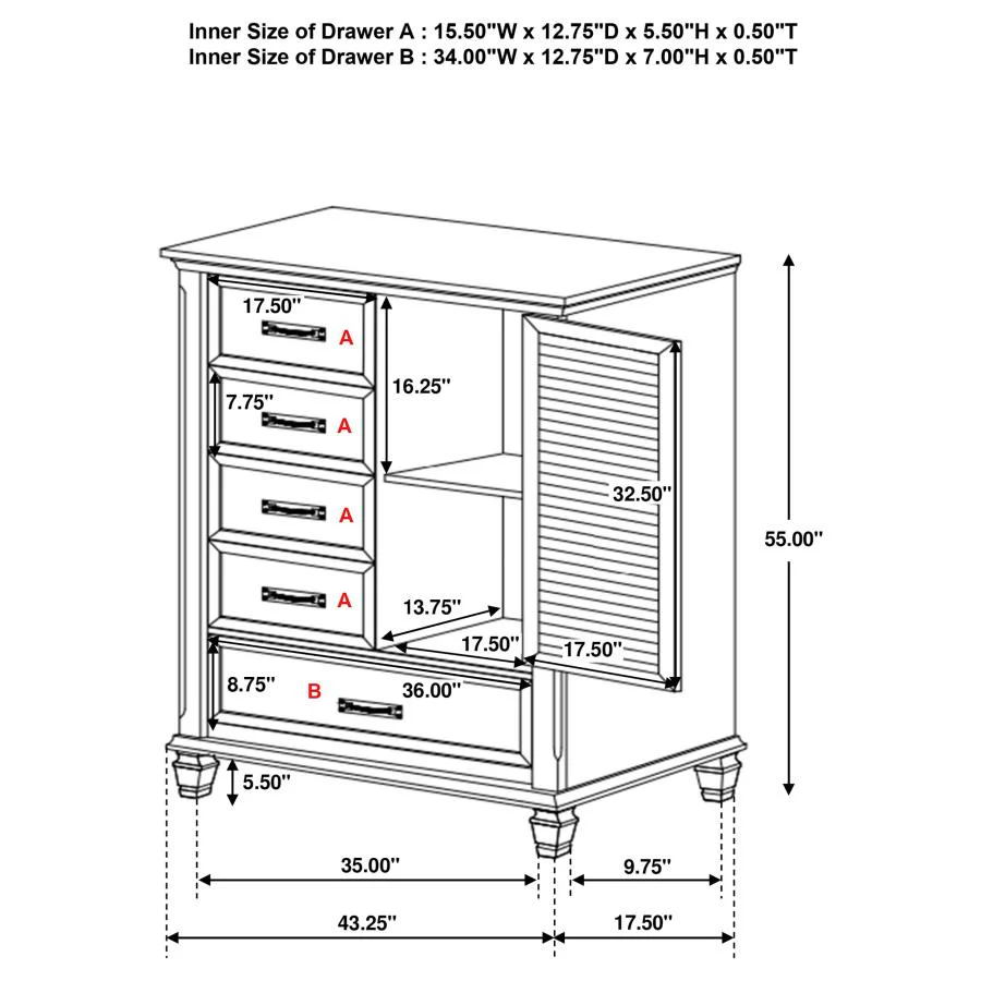 Franco - 5-Drawer Door Chest - Image 3