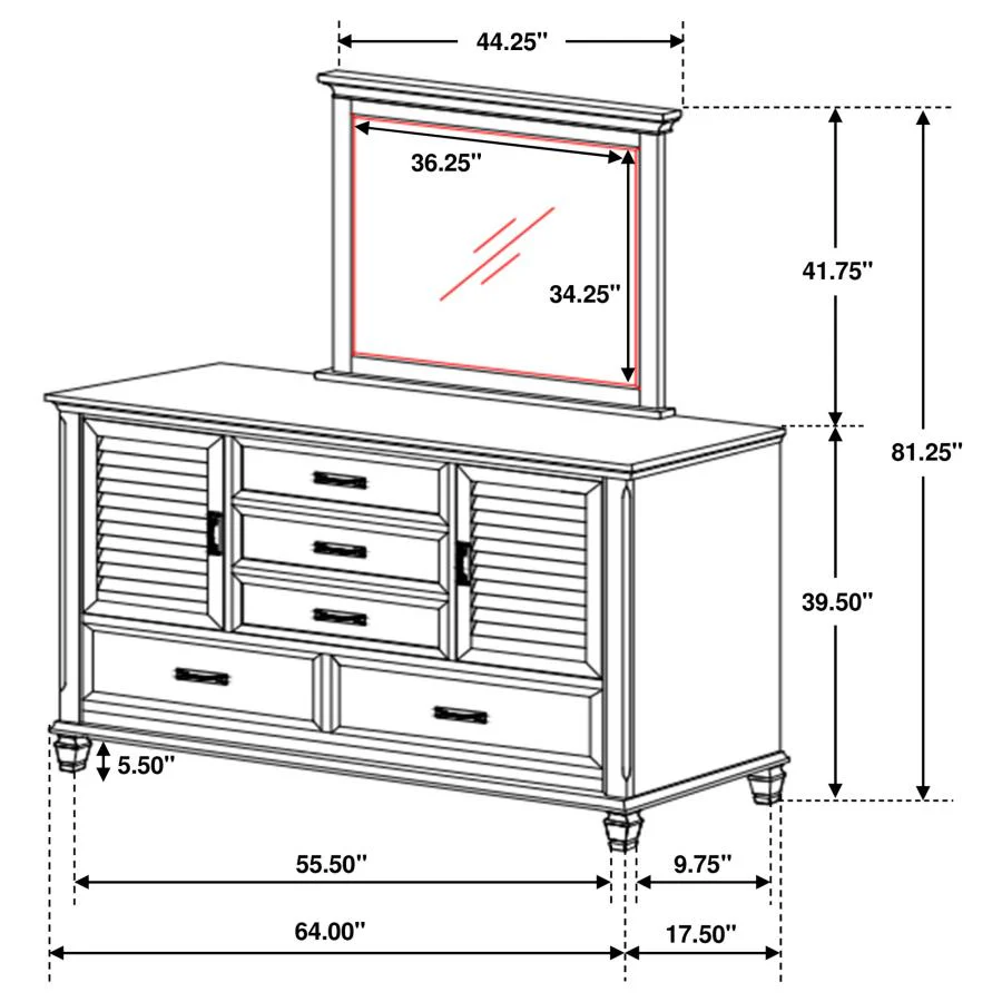 Franco - 5-Drawer Dresser With Mirror - Image 3