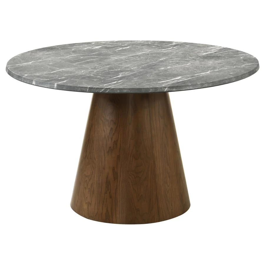 Franklin - 59" Round Dining Table - Gray And Dark Oak