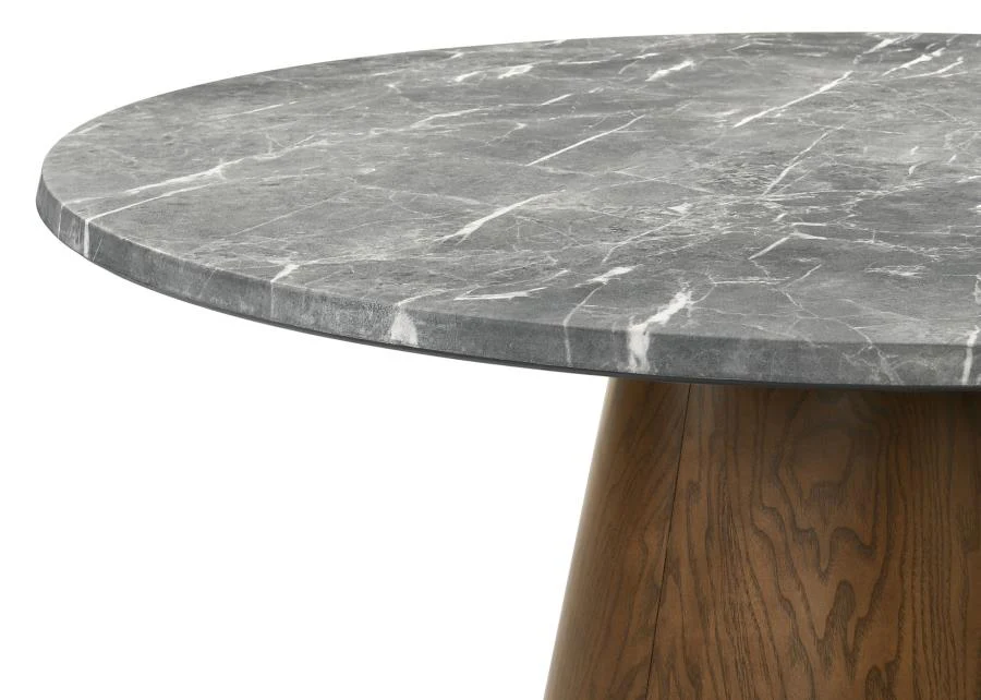 Franklin - 59" Round Dining Table - Gray And Dark Oak - Image 4