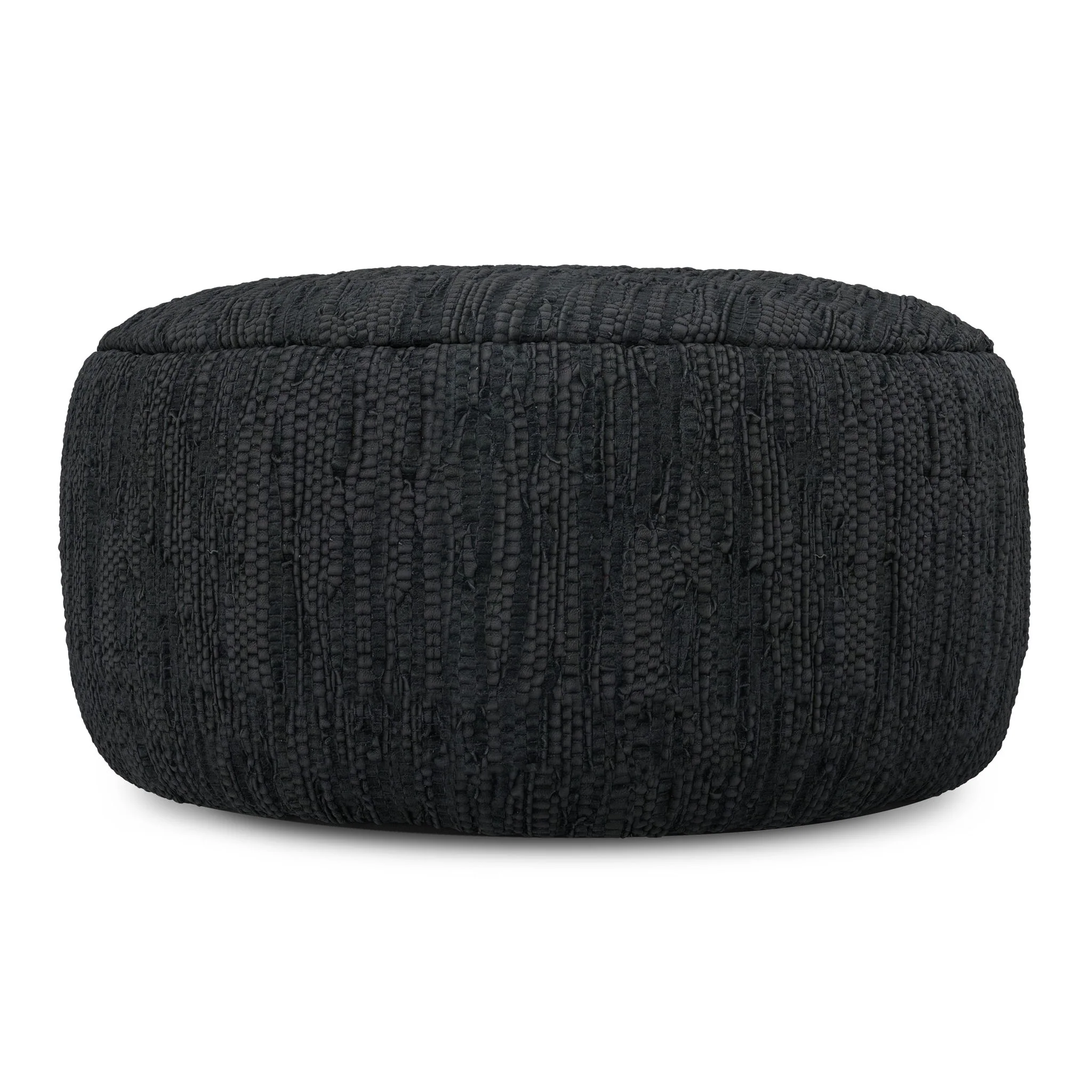 Fredrik - Round Pouf - Black - Image 2