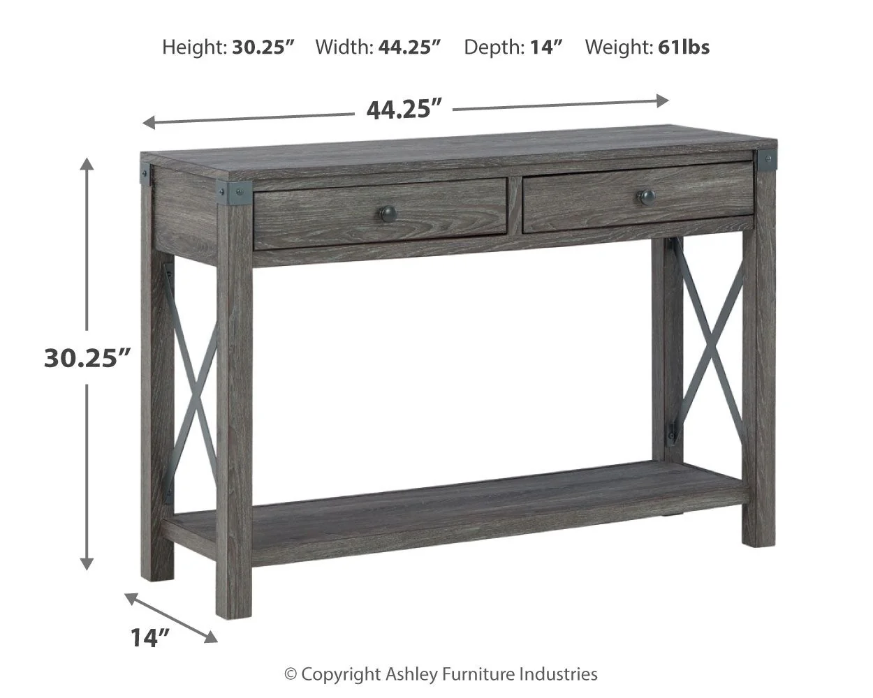 Freedan - Console Sofa Table - Grayish Brown - Image 6