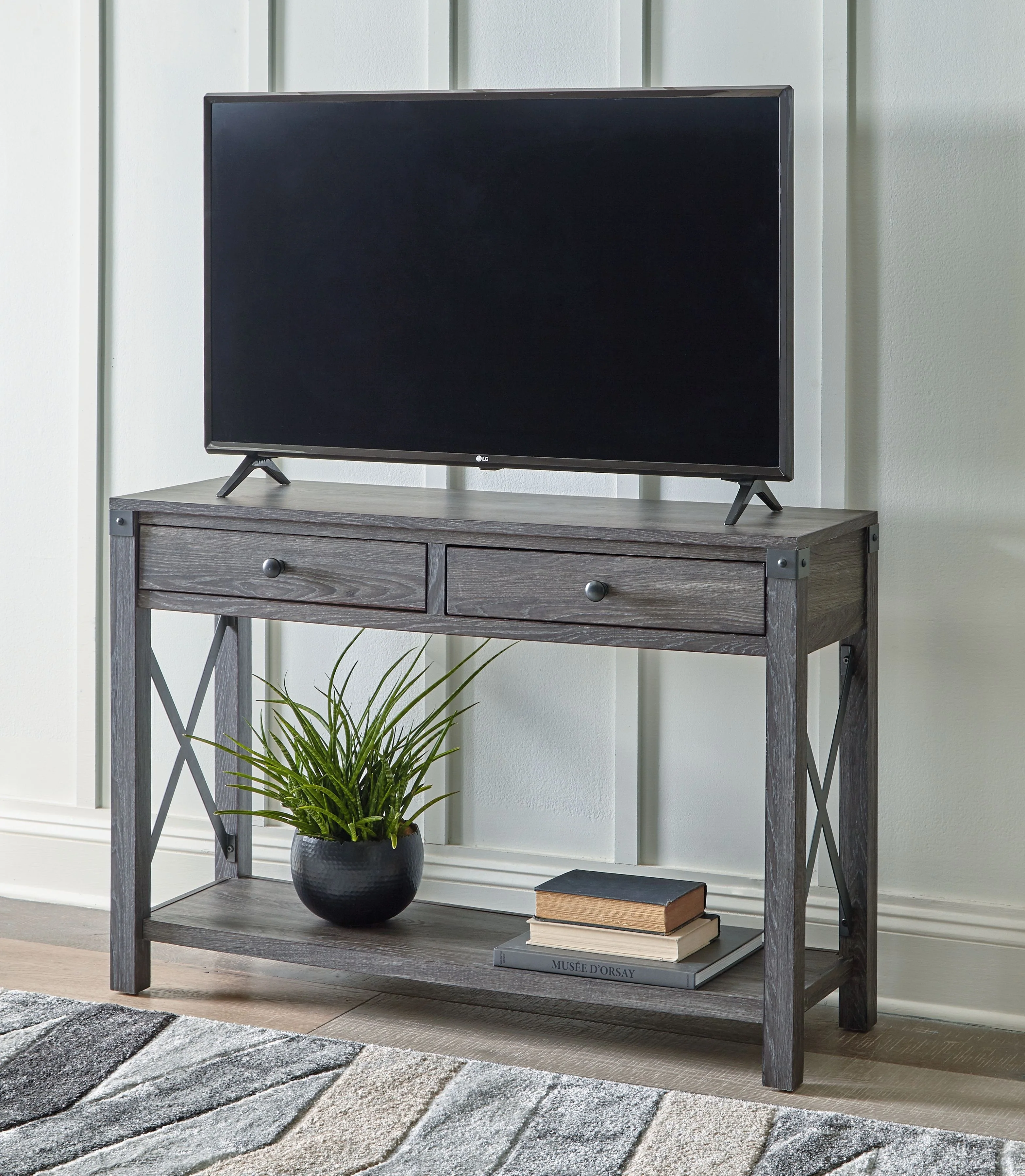 Freedan - Console Sofa Table - Grayish Brown - Image 8