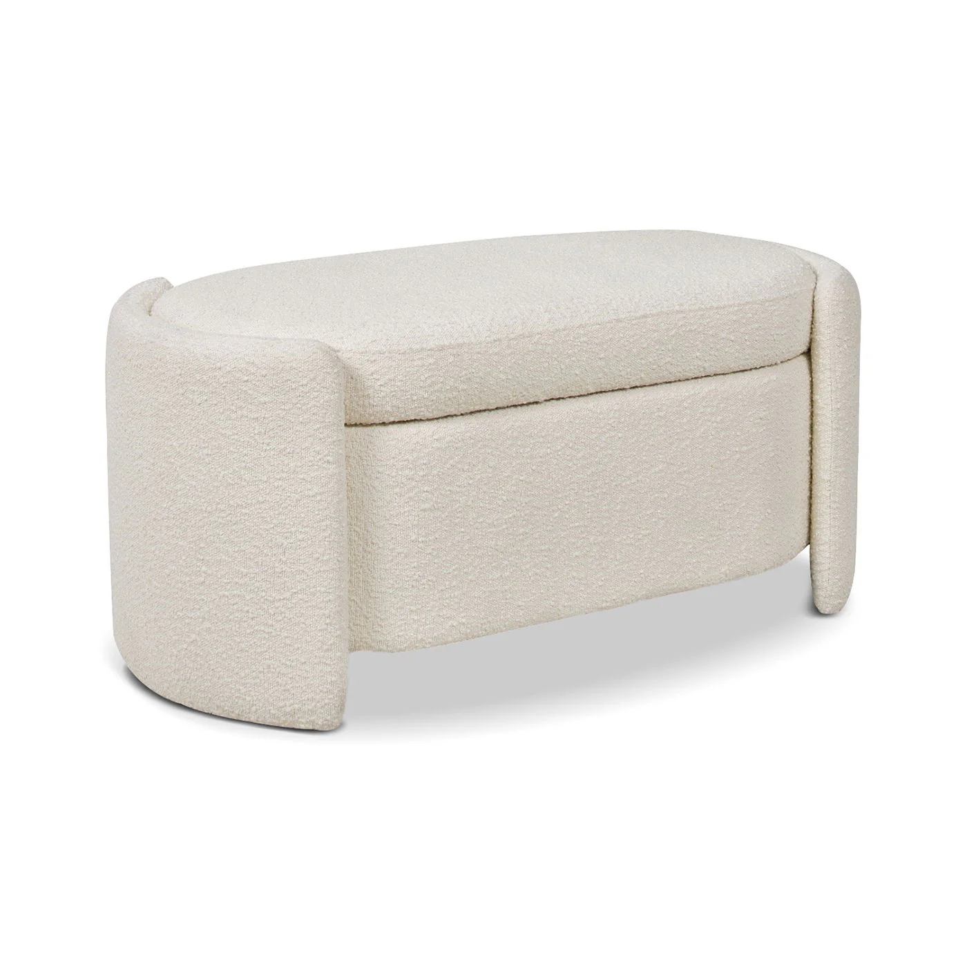 Fuji - Oval Storage Bench, Upholstered - Ivory White - Image 2