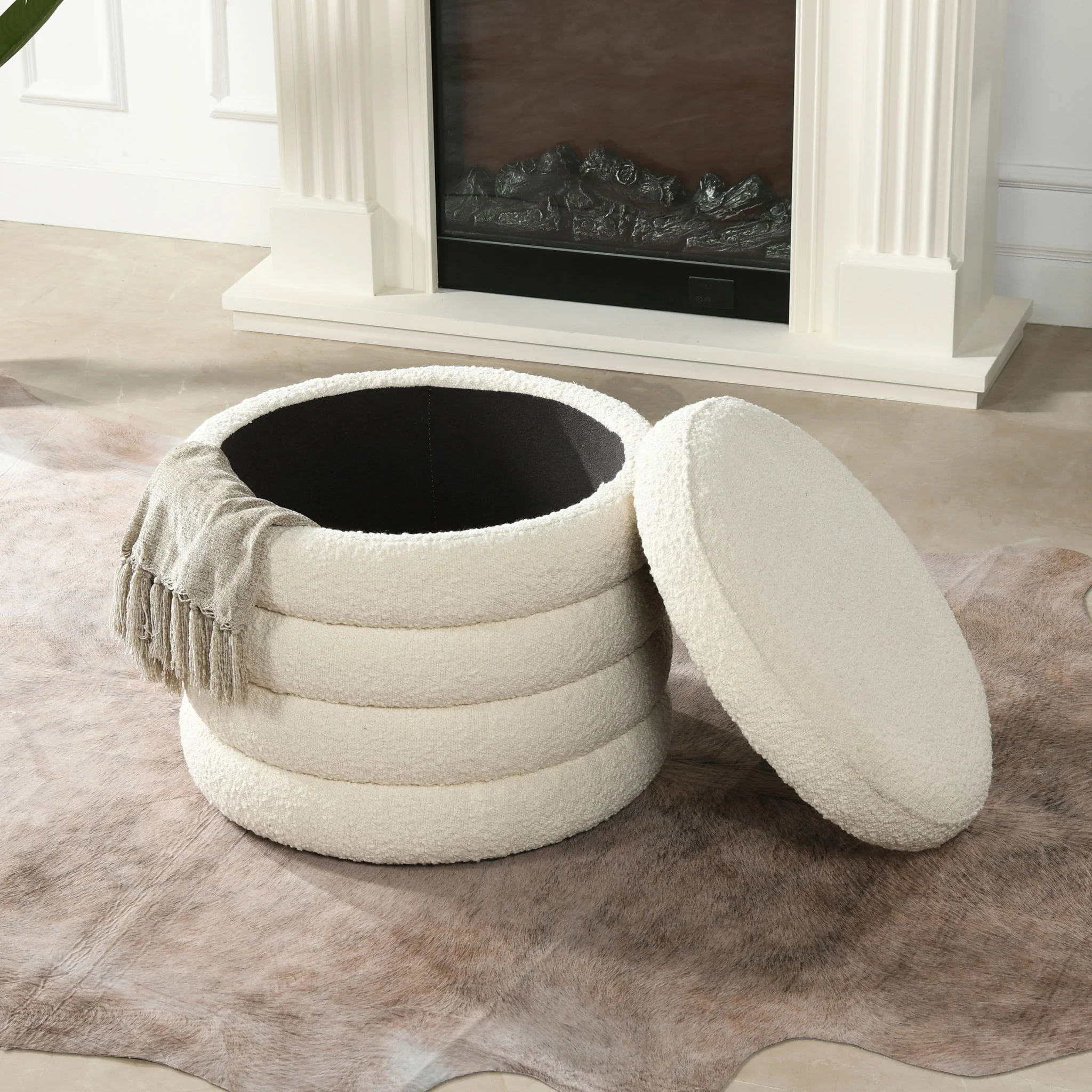 Fuji - Oversized Round Storage Ottoman - Image 12
