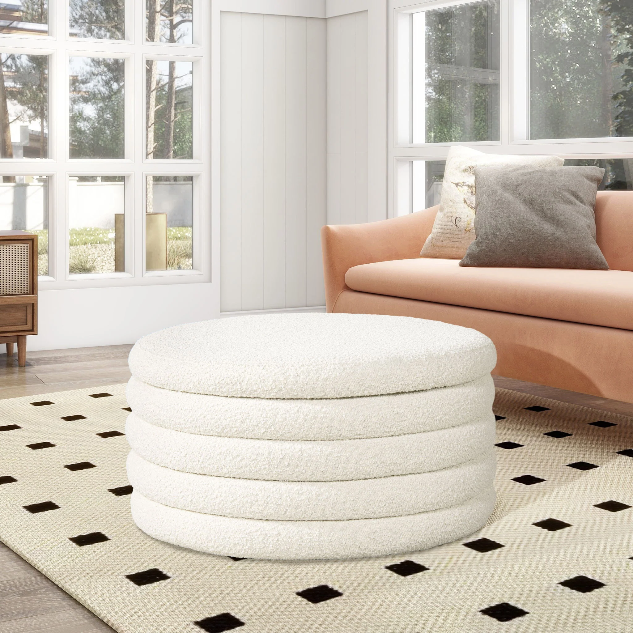 Fuji - Oversized Round Storage Ottoman - Image 2