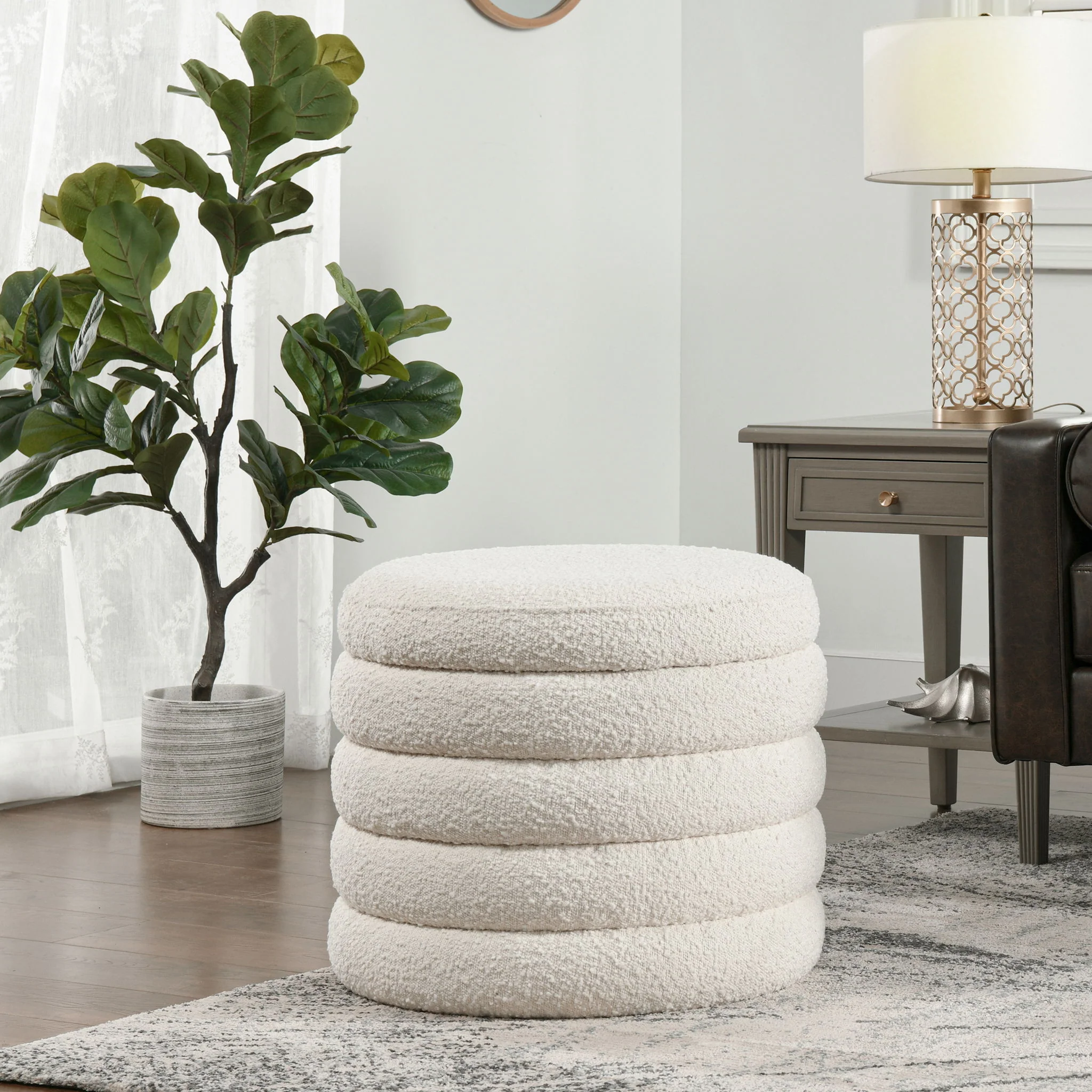 Fuji - Oversized Round Storage Ottoman - Image 4