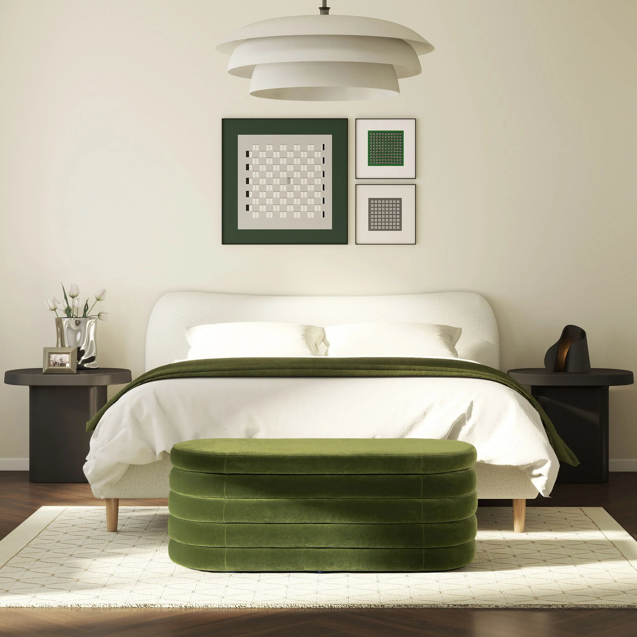 Fuji - Upholstered Oval Storage Bench - Image 2